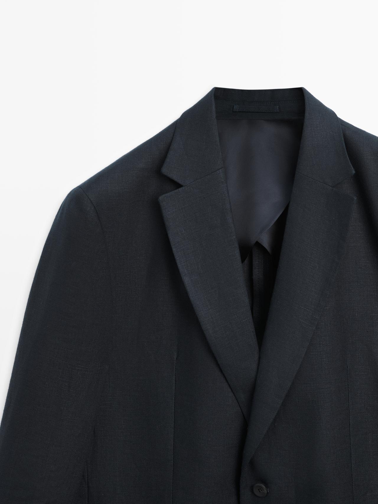 100% linen suit blazer — NAVY BLUE