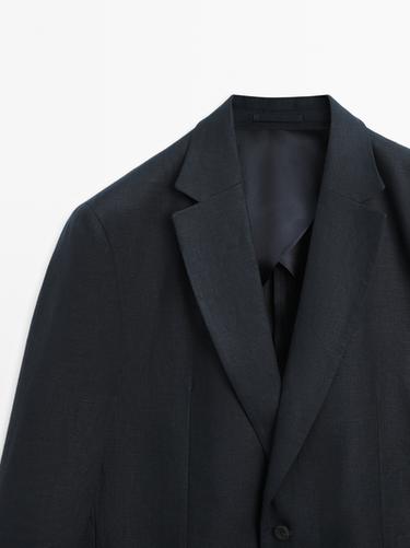100% linen suit blazer — NAVY BLUE 4