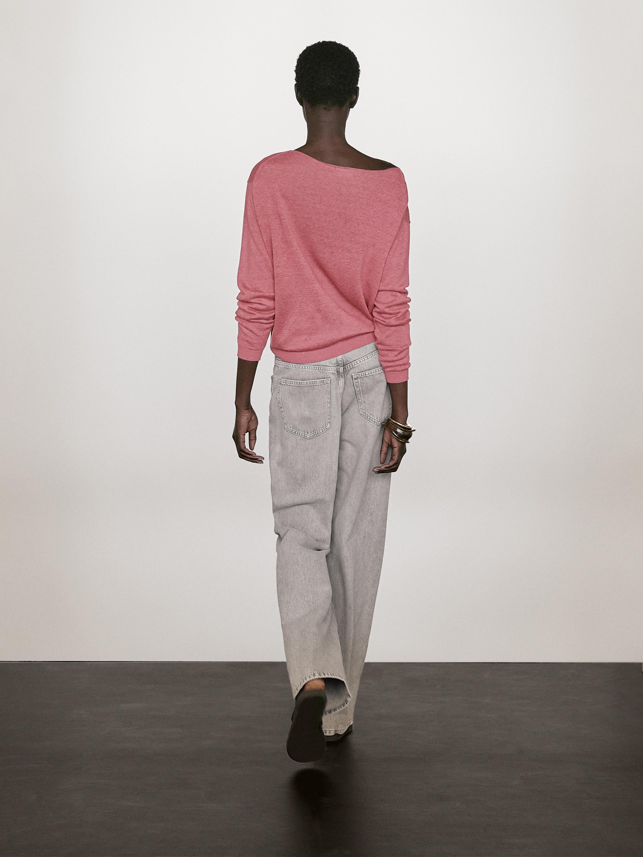 100% linen boat neck sweater