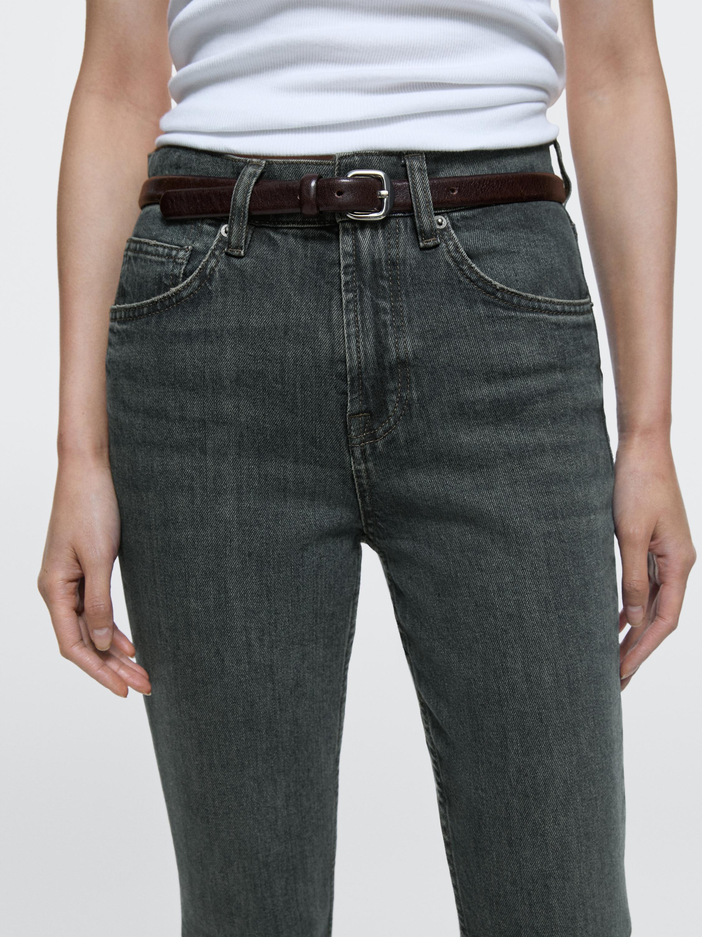 Mid-rise cropped slim fit jeans — Dark blue