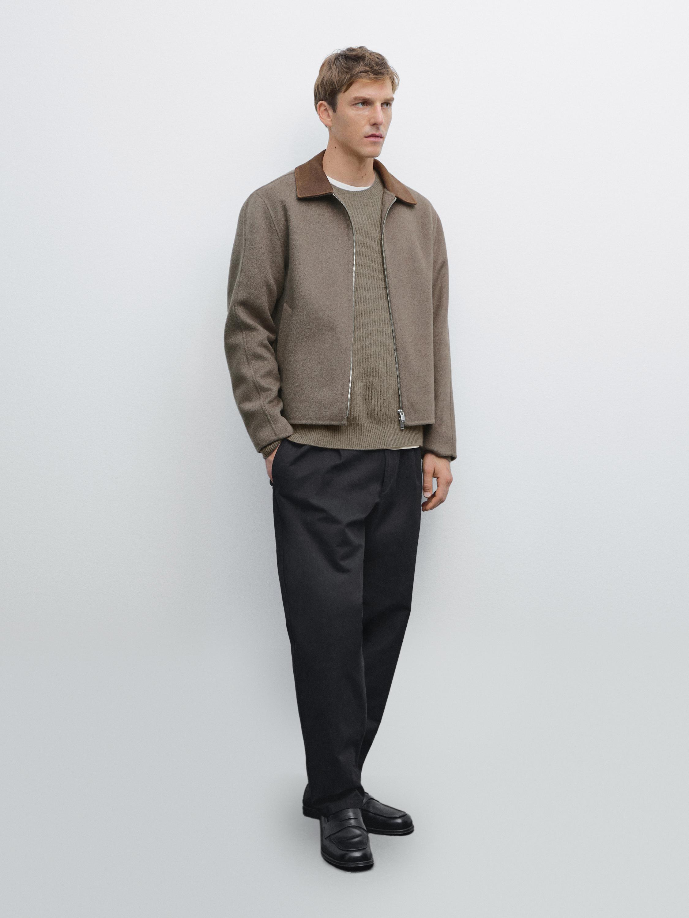 Jacket with double wool collar detail