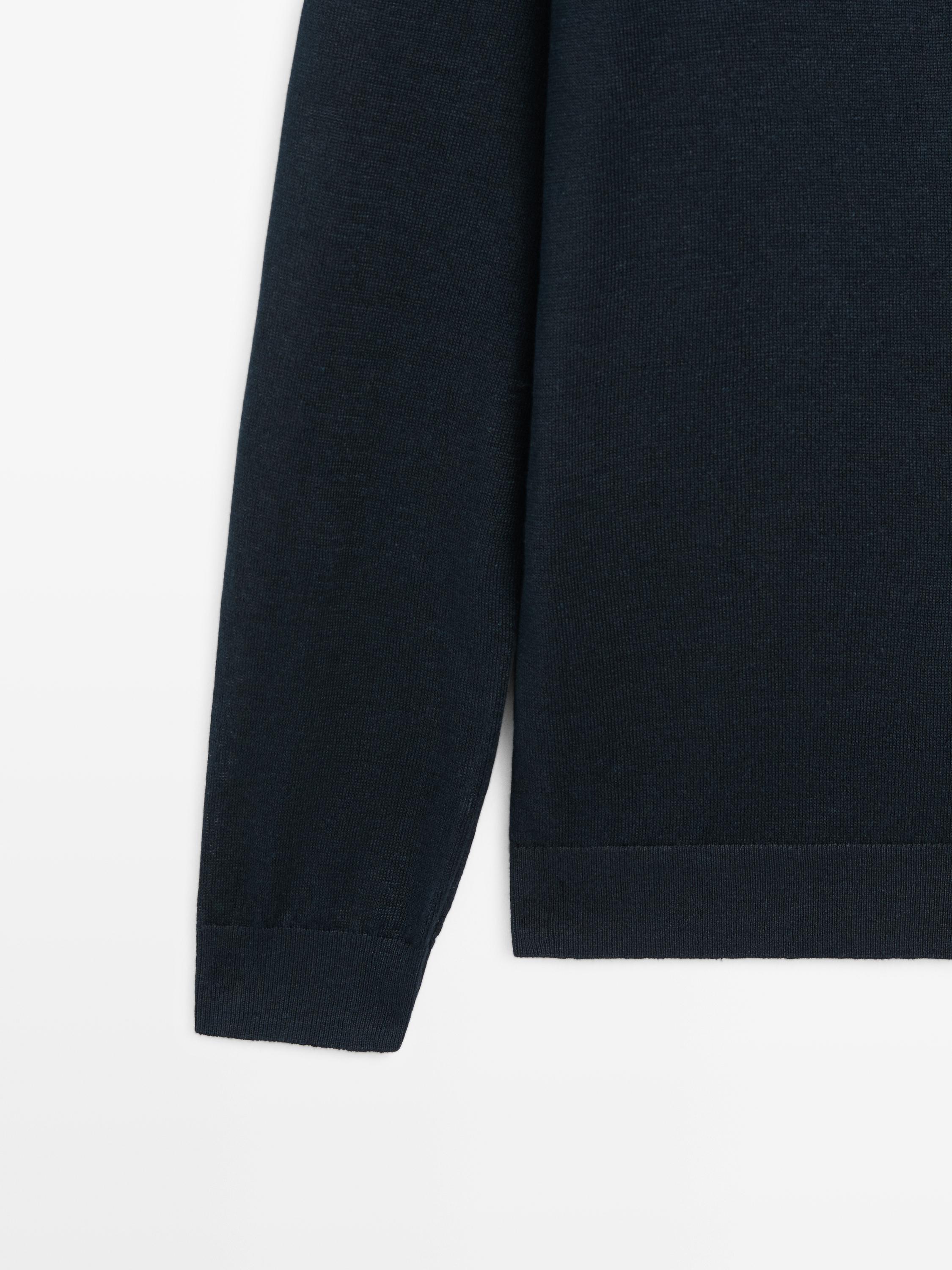 Linen knit cardigan with buttons — NAVY BLUE