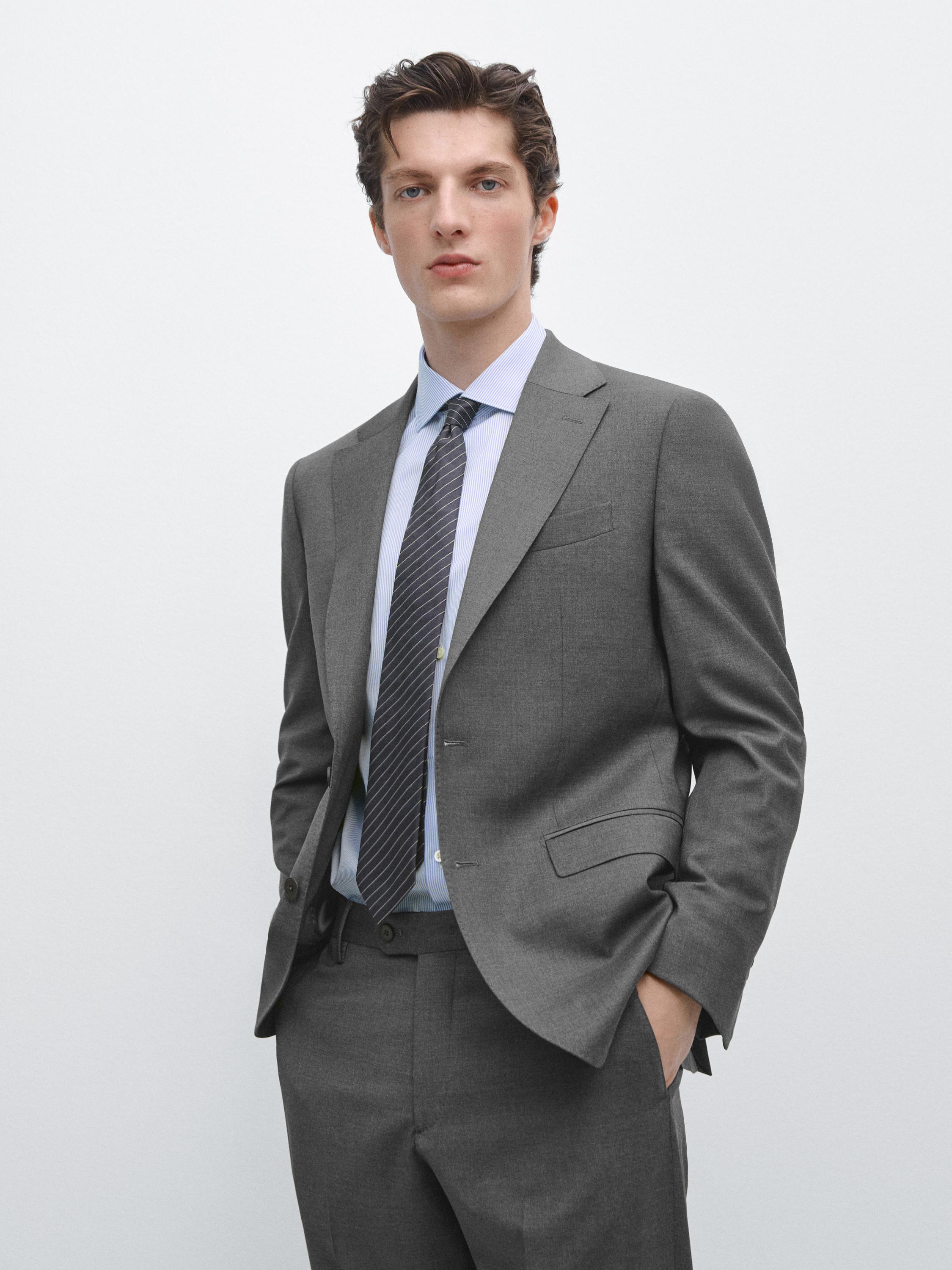 100% cool wool suit blazer — GREY