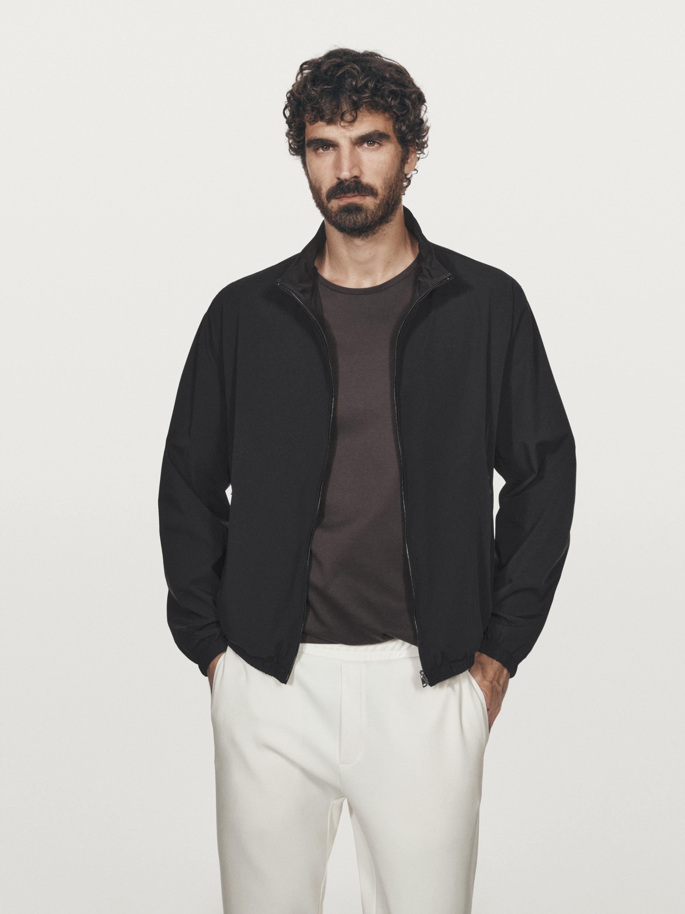Reversible high neck jacket — BLACK