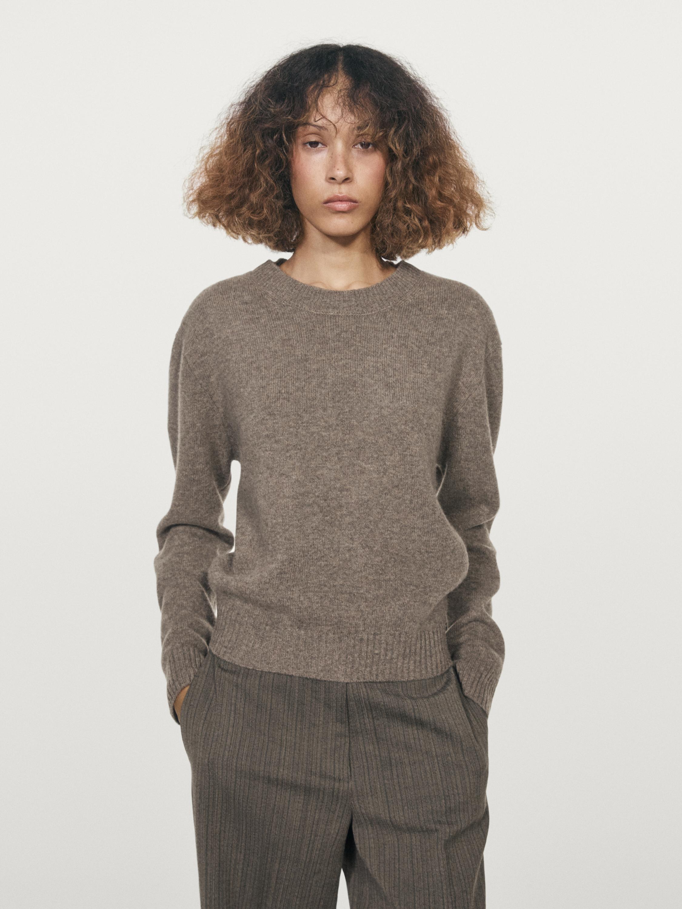 Wool blend crew neck sweater