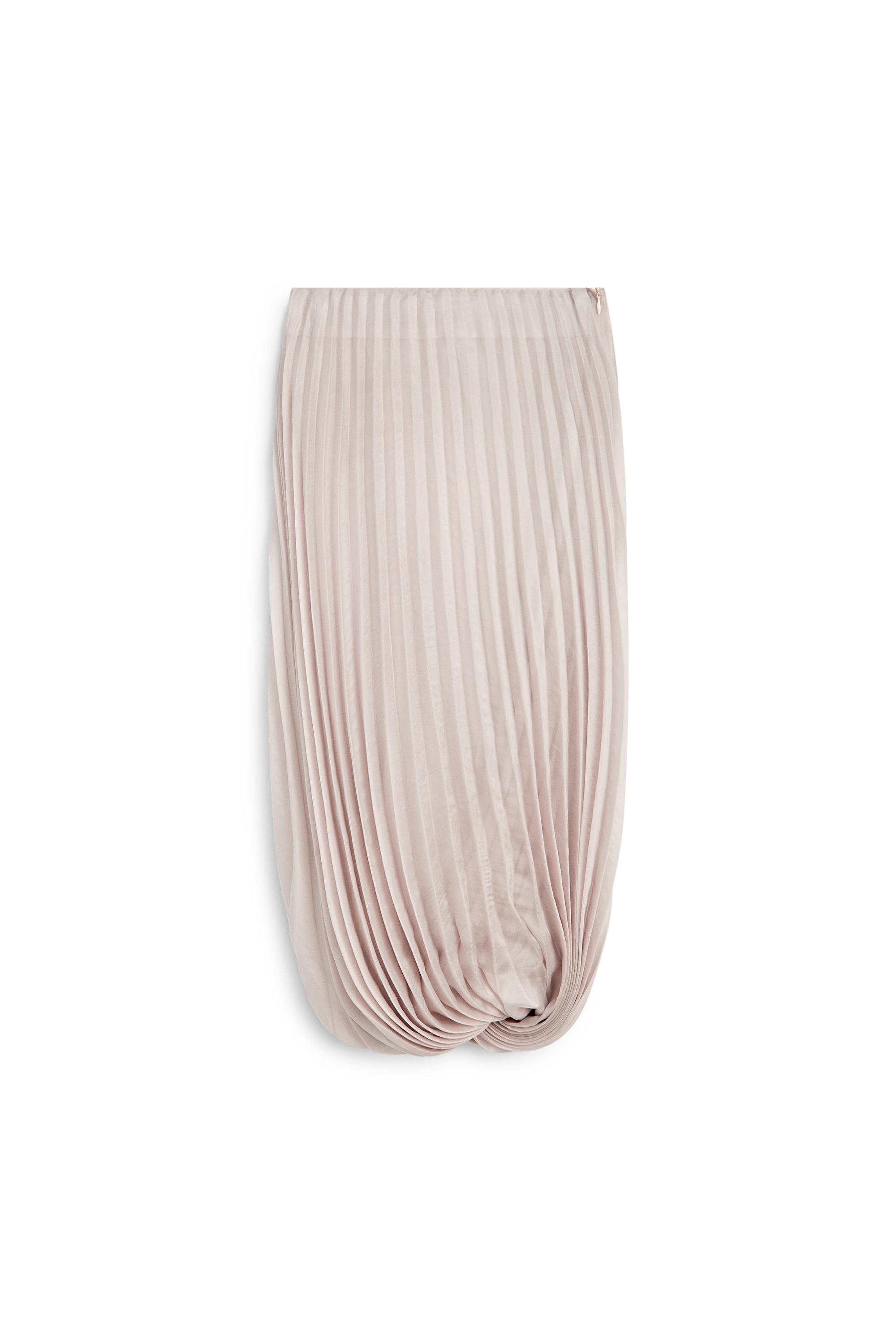 Pleated Bubble Hem Midi Skirt - STUDIO — Pink