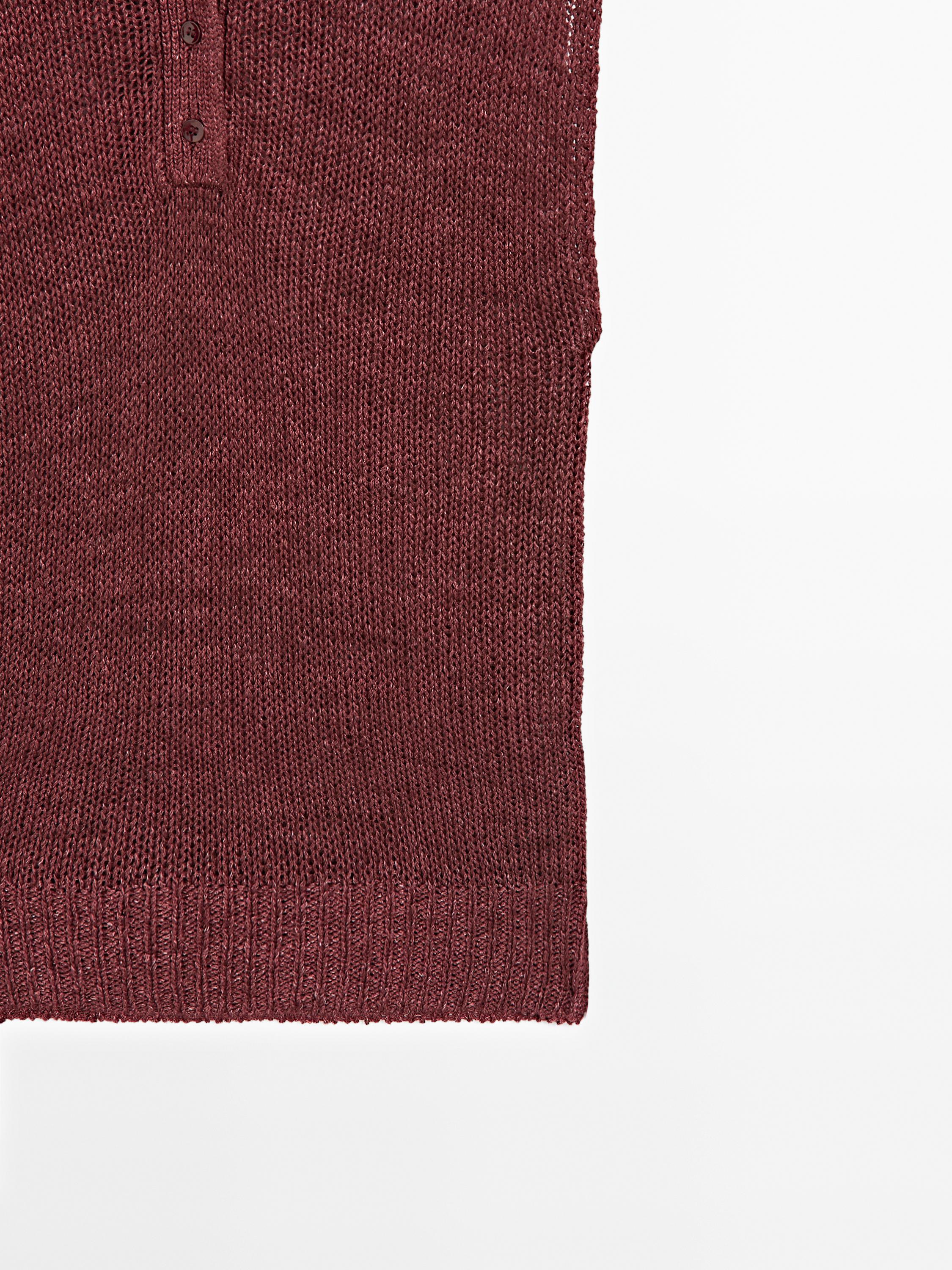 100% linen faded-effect knit top