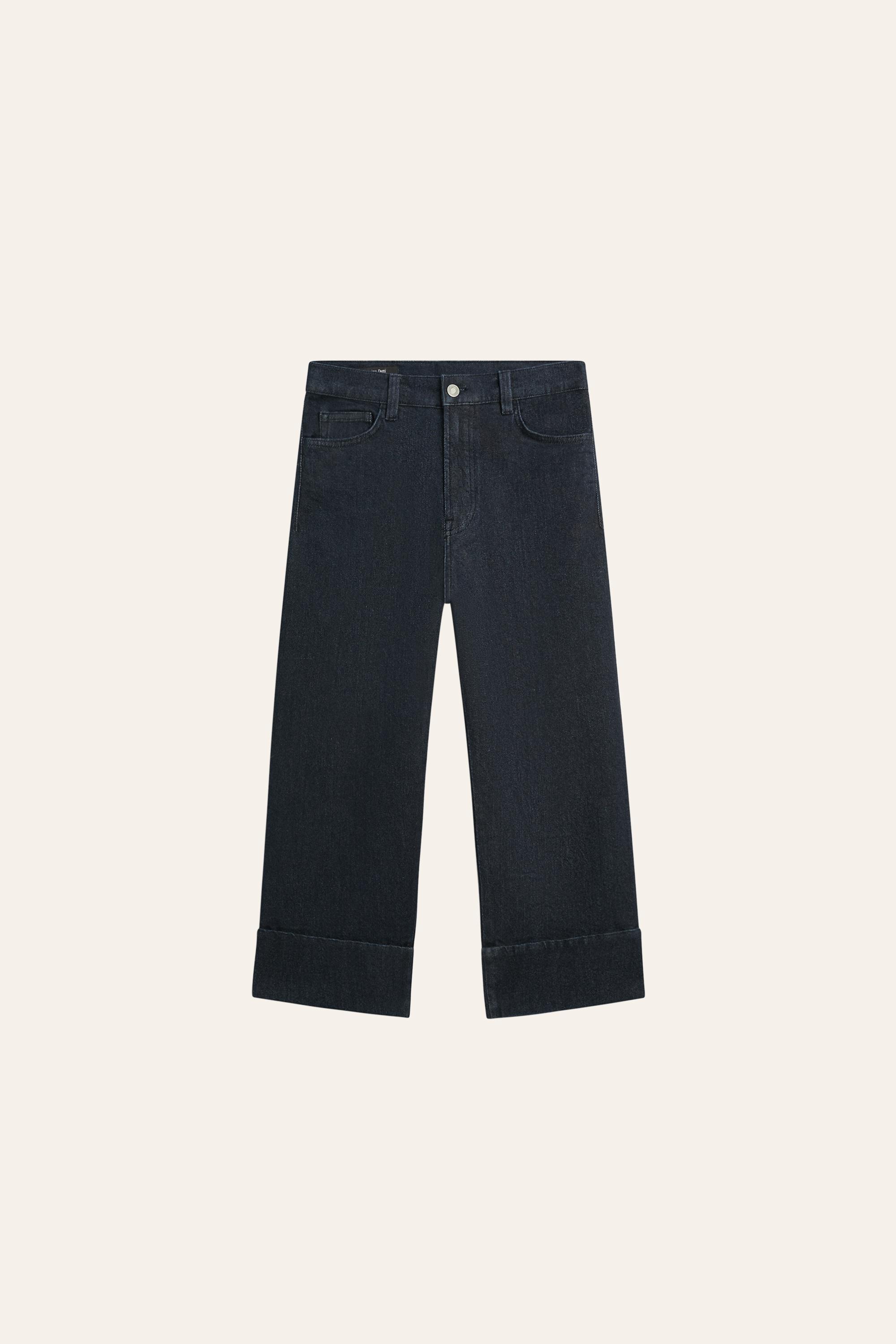 Capri jeans with turn-up hems — DARK BLUE