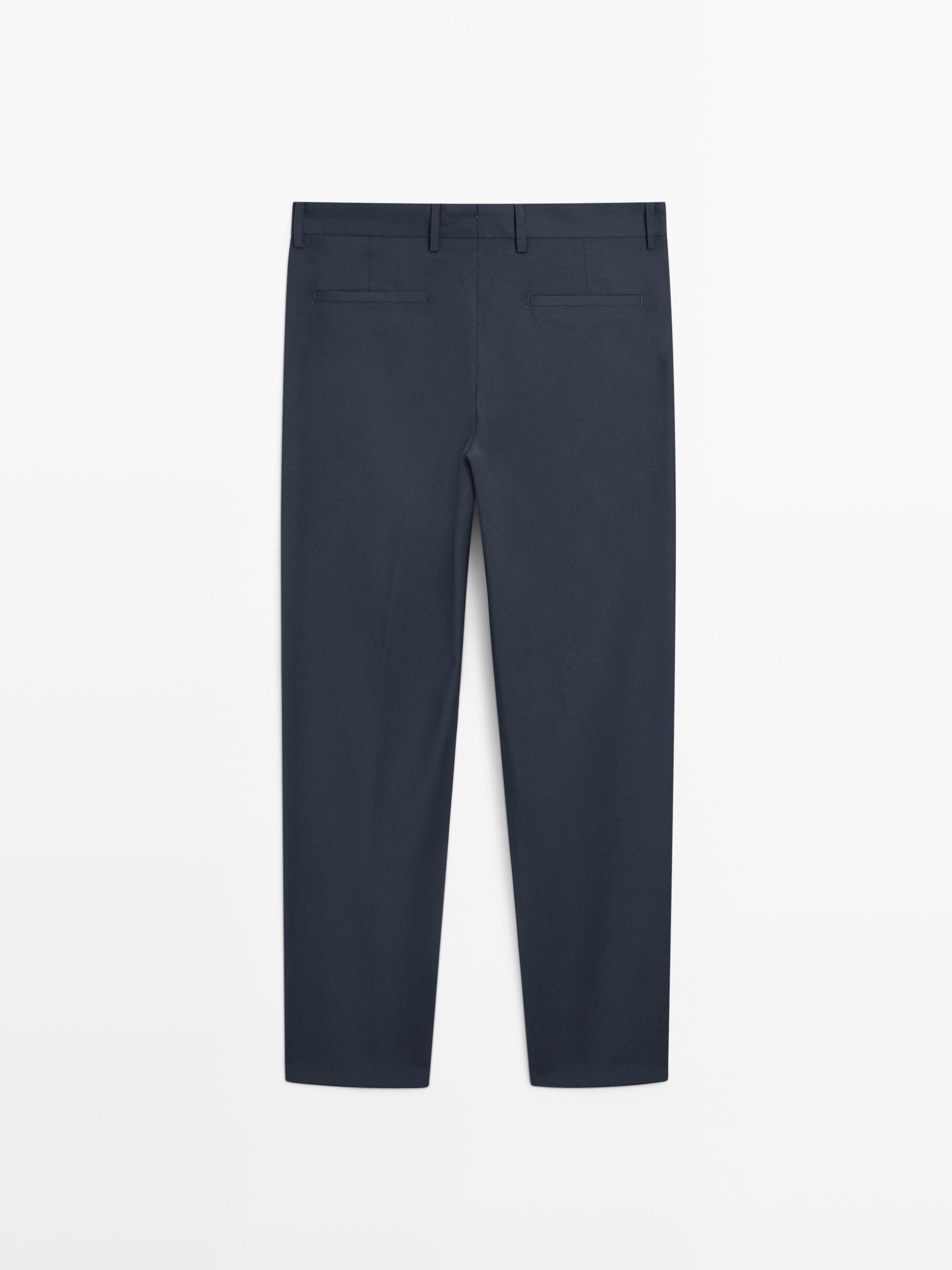 Wide-leg cool wool suit trousers — NAVY BLUE
