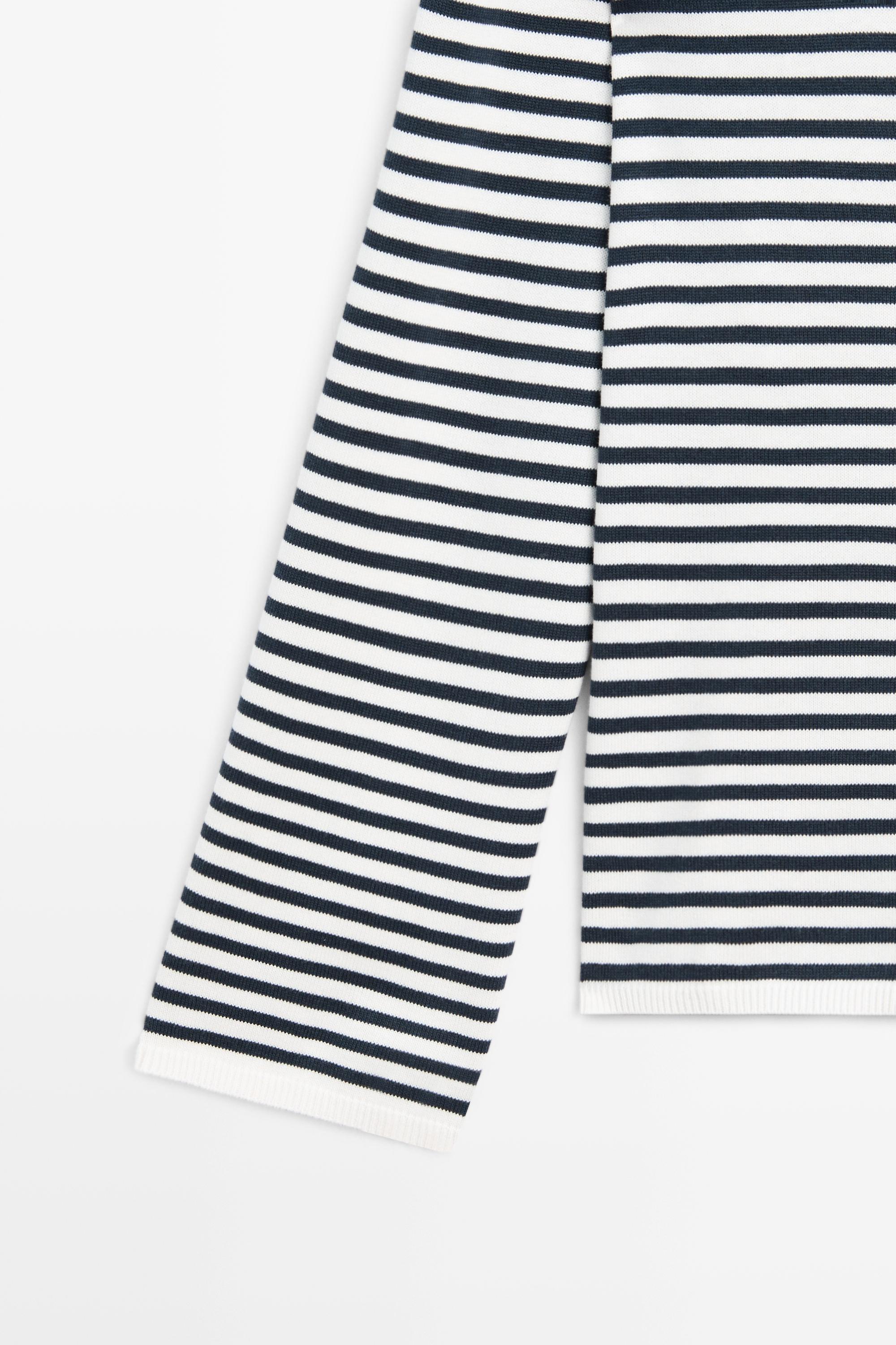 Striped V-neck knit sweater — CREAM