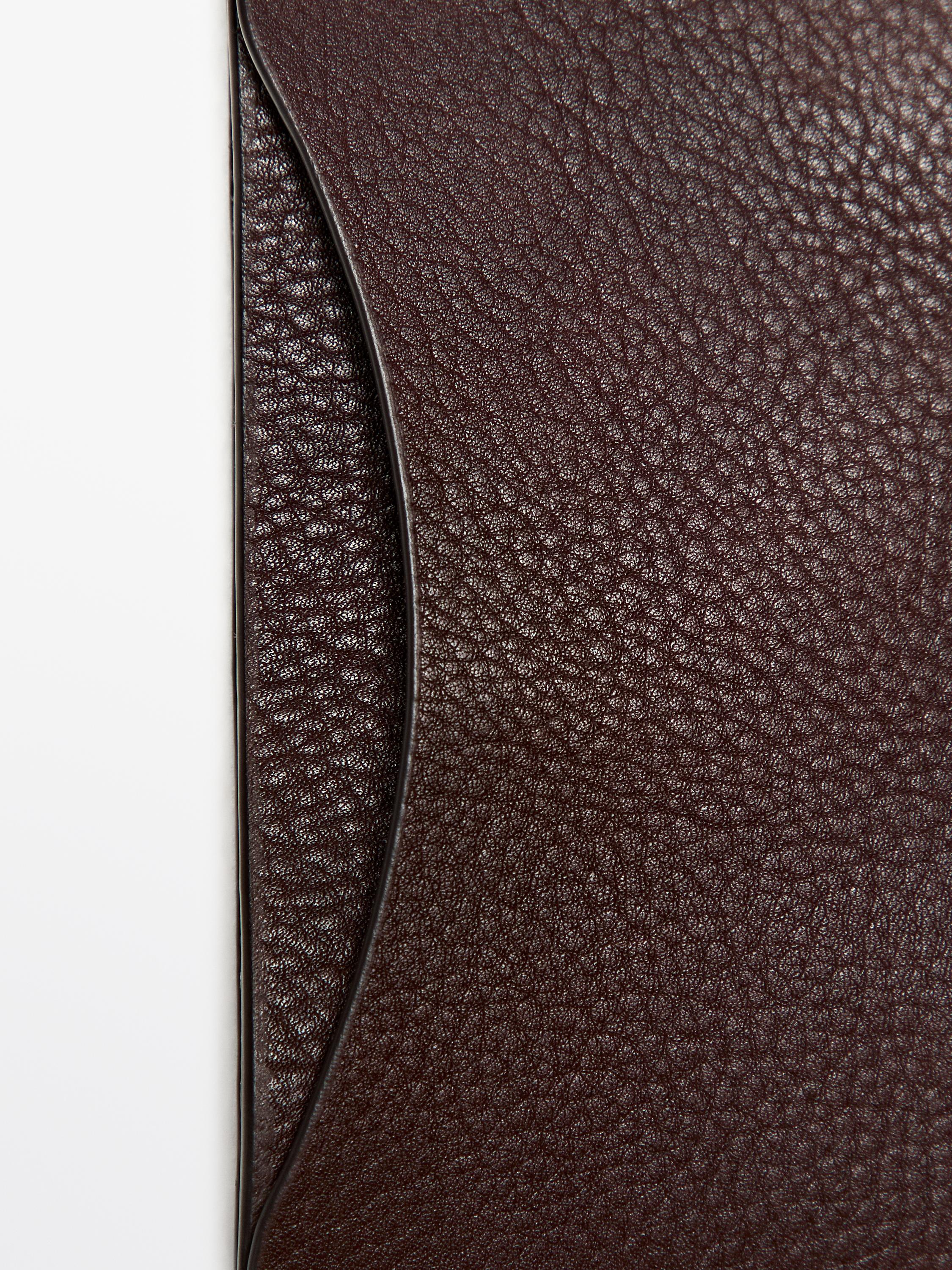 Nappa leather card holder — BROWN