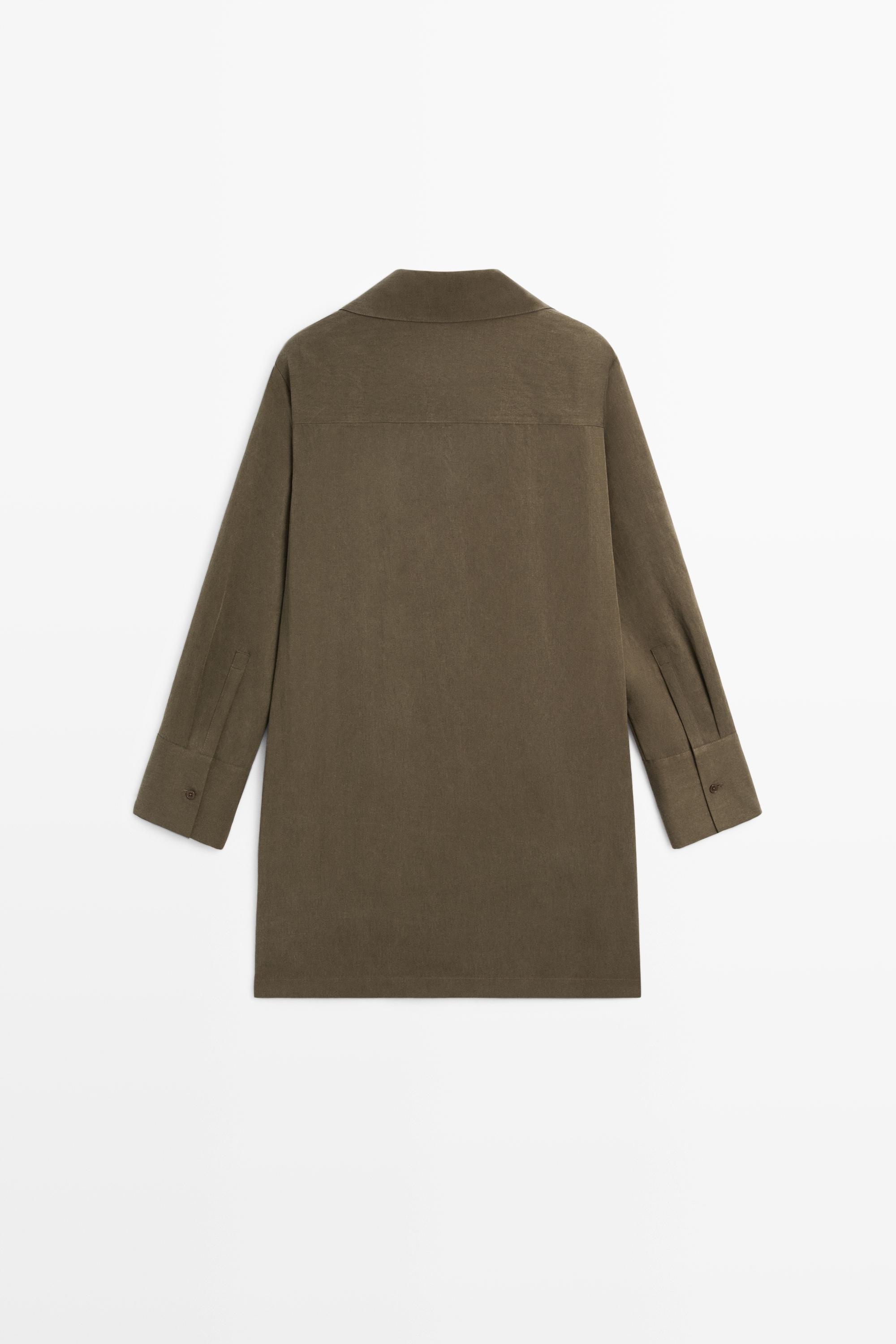 Short shirt dress with pocket detail — KHAKI