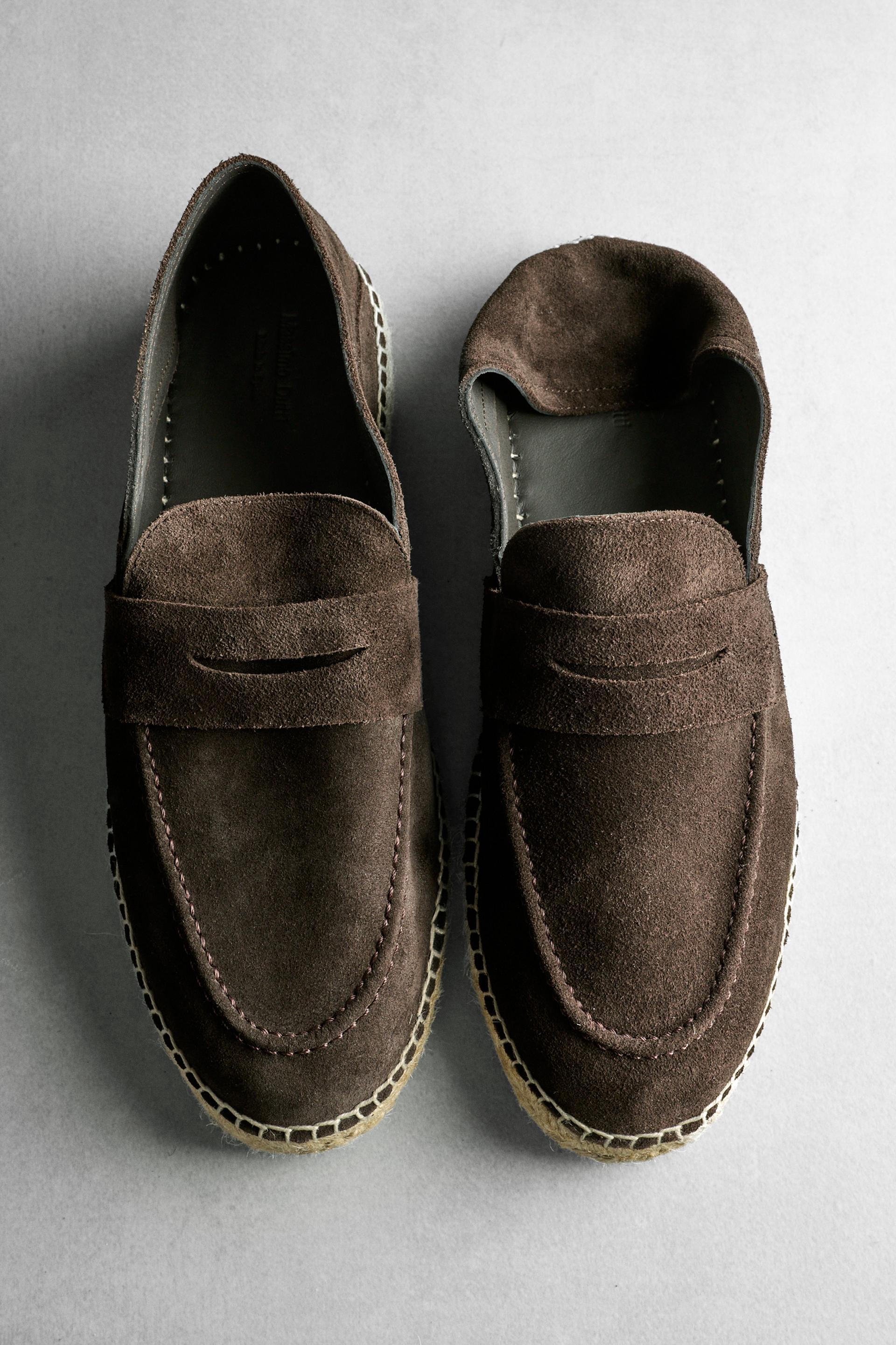Espadrille Masque En Croûte De Cuir - Marron - 42 - Massimo Dutti - Homme