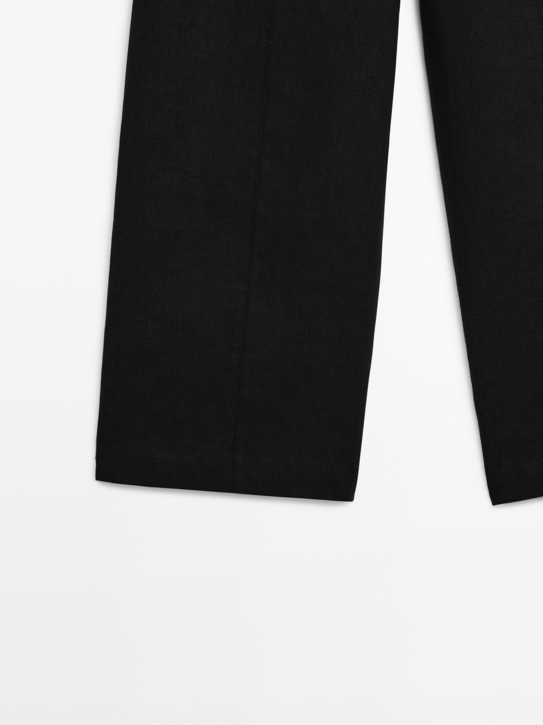 Flowing 100% linen pleated trousers