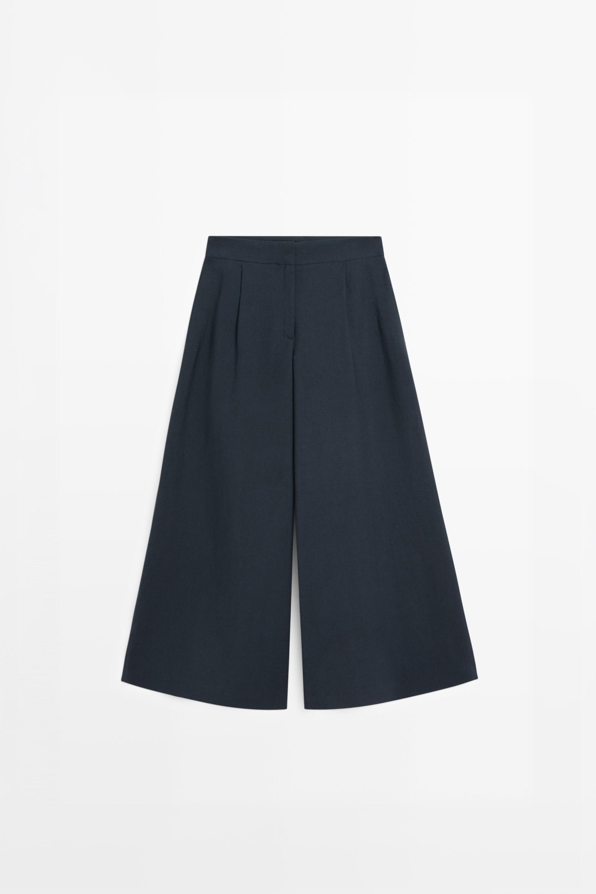 Flowing pleated wide-leg pants — DEEP BLUE