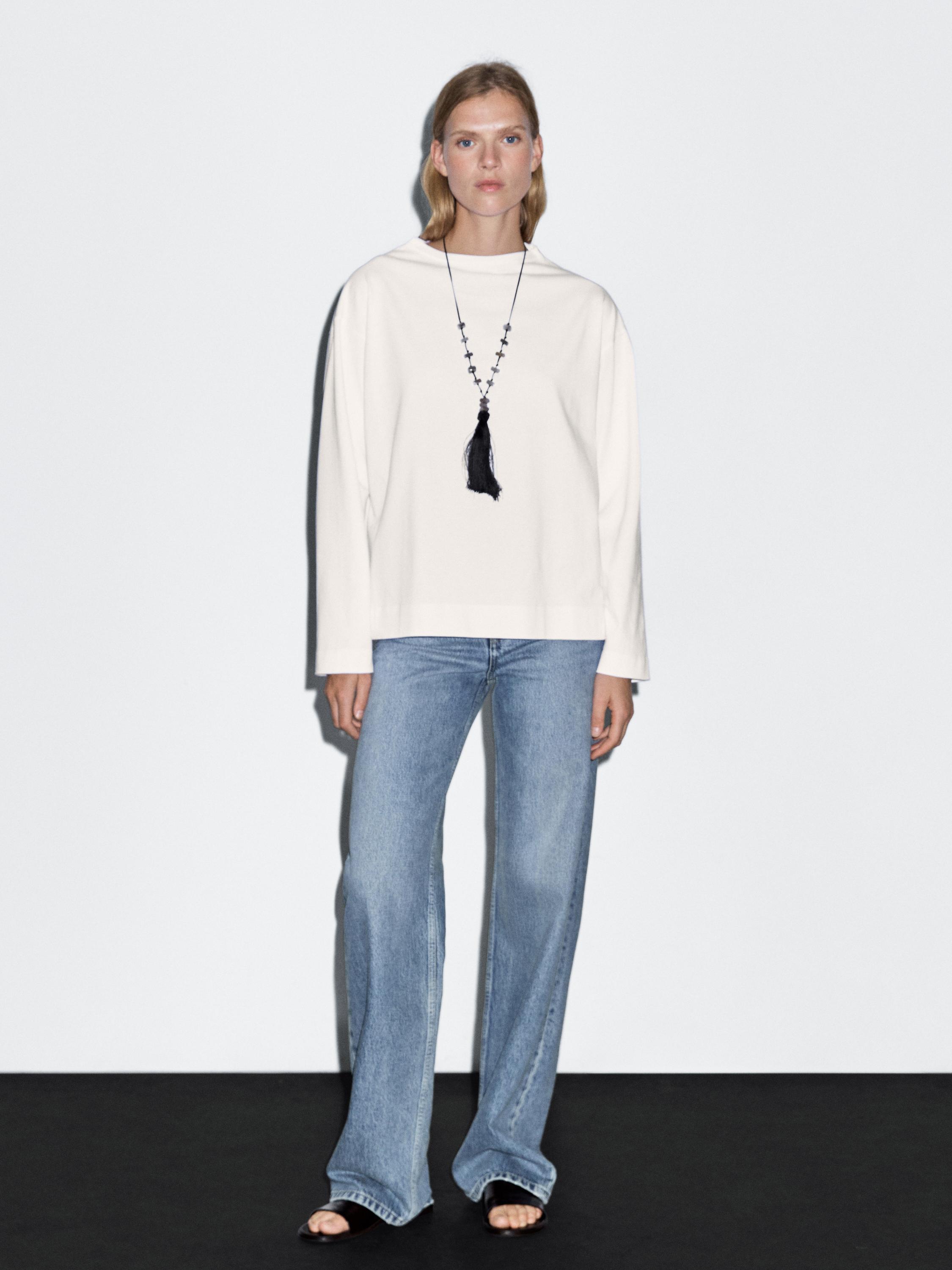 Uzun kollu pamuklu sweatshirt