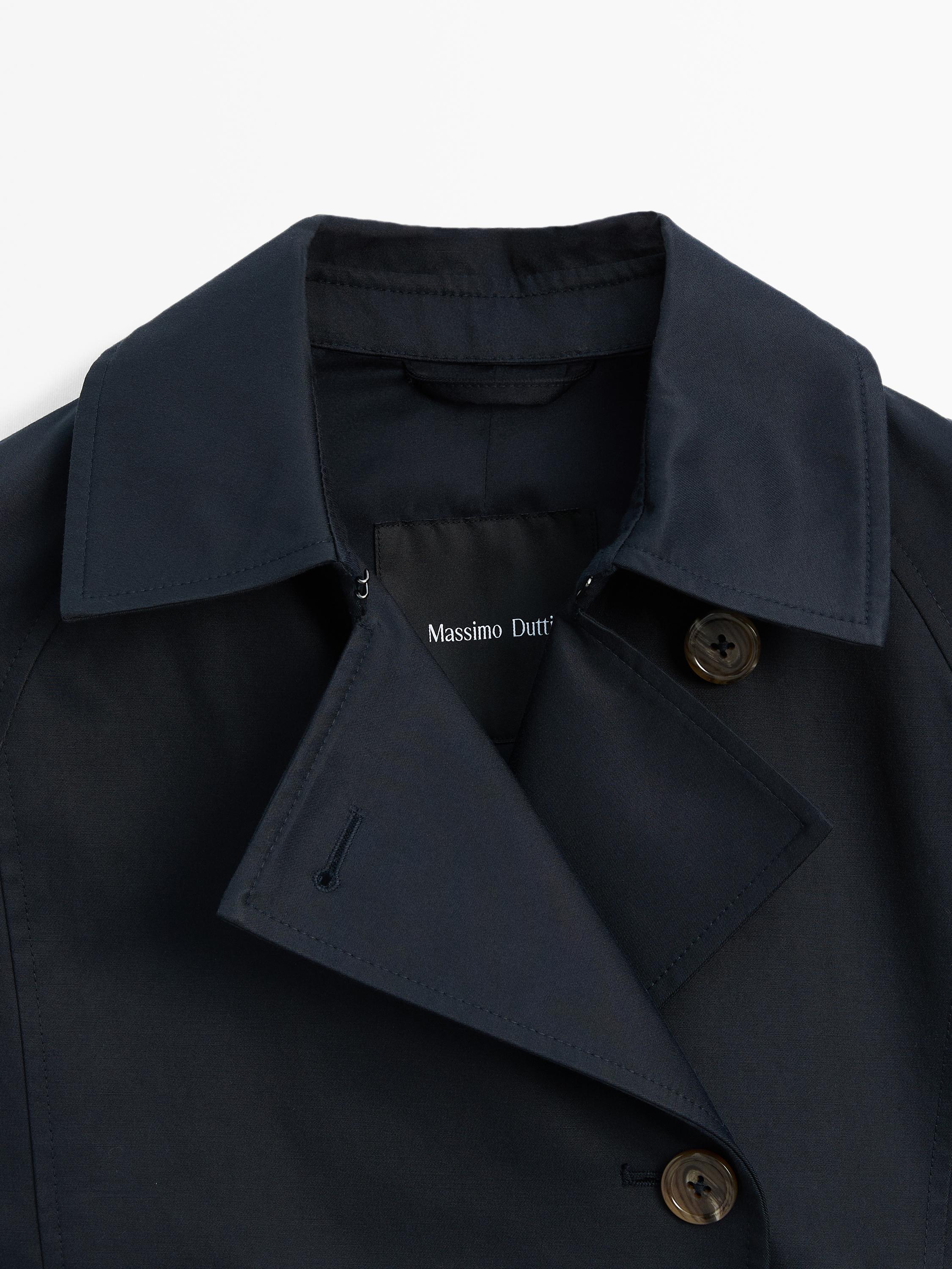 Short cotton blend trench coat