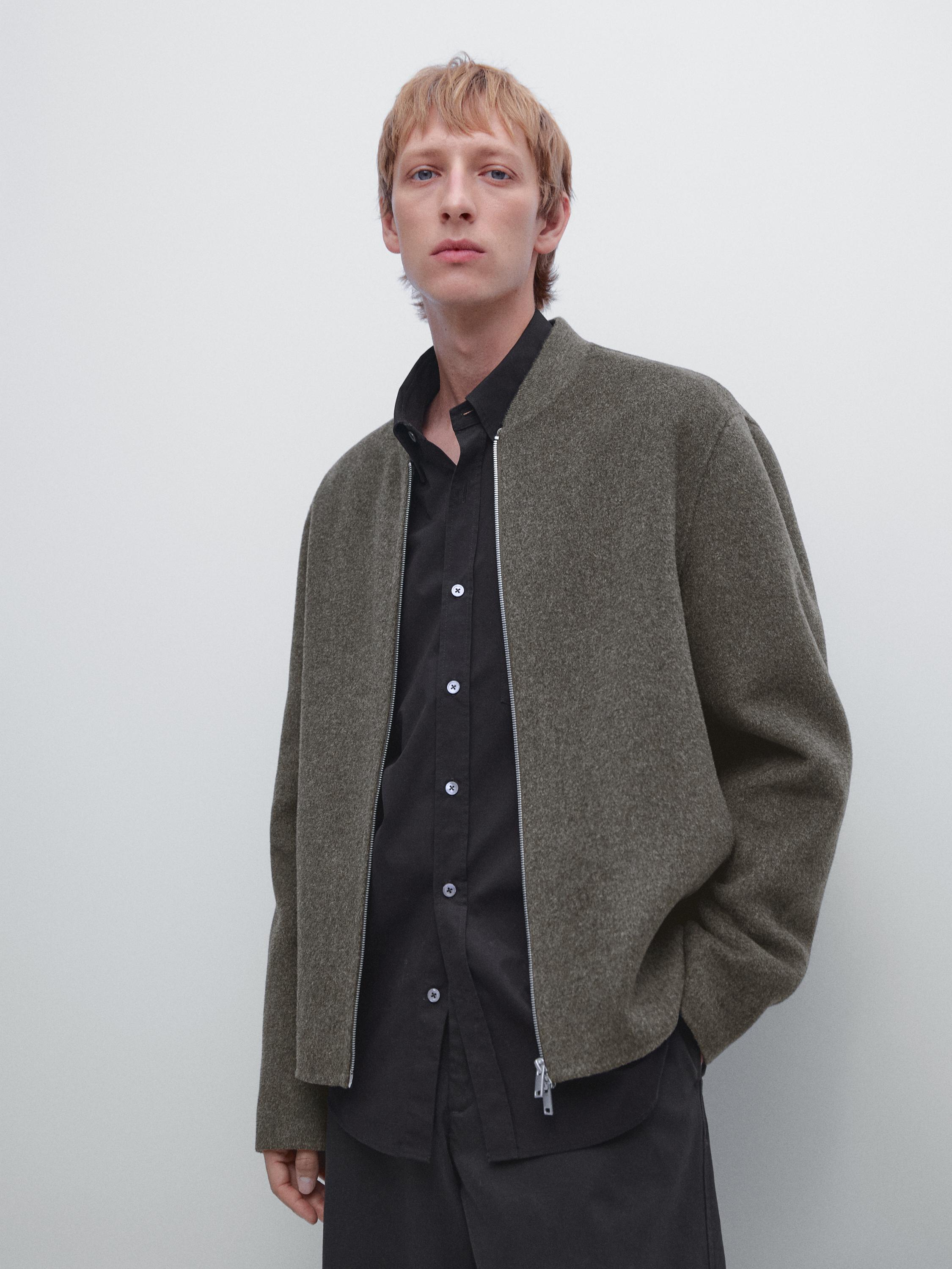 Double wool blend bomber jacket