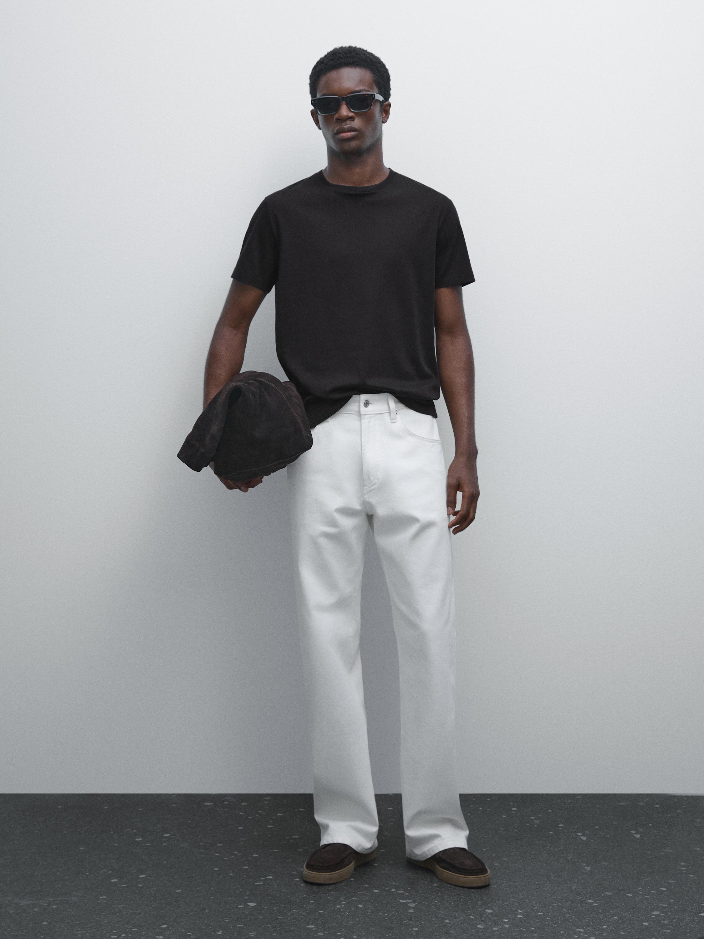 100% mercerised cotton T-shirt — BLACK