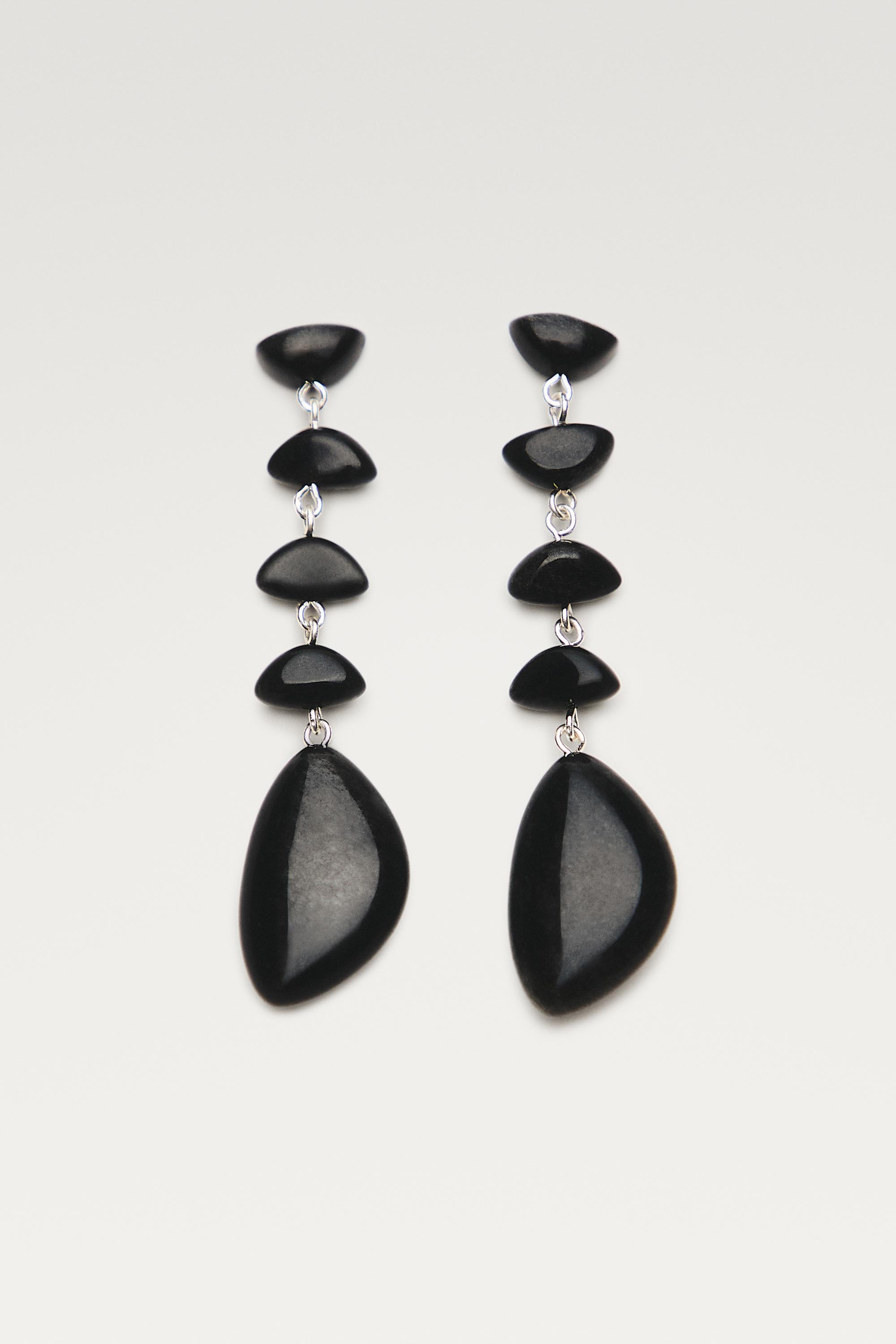 Gemstone dangle earrings — BLACK