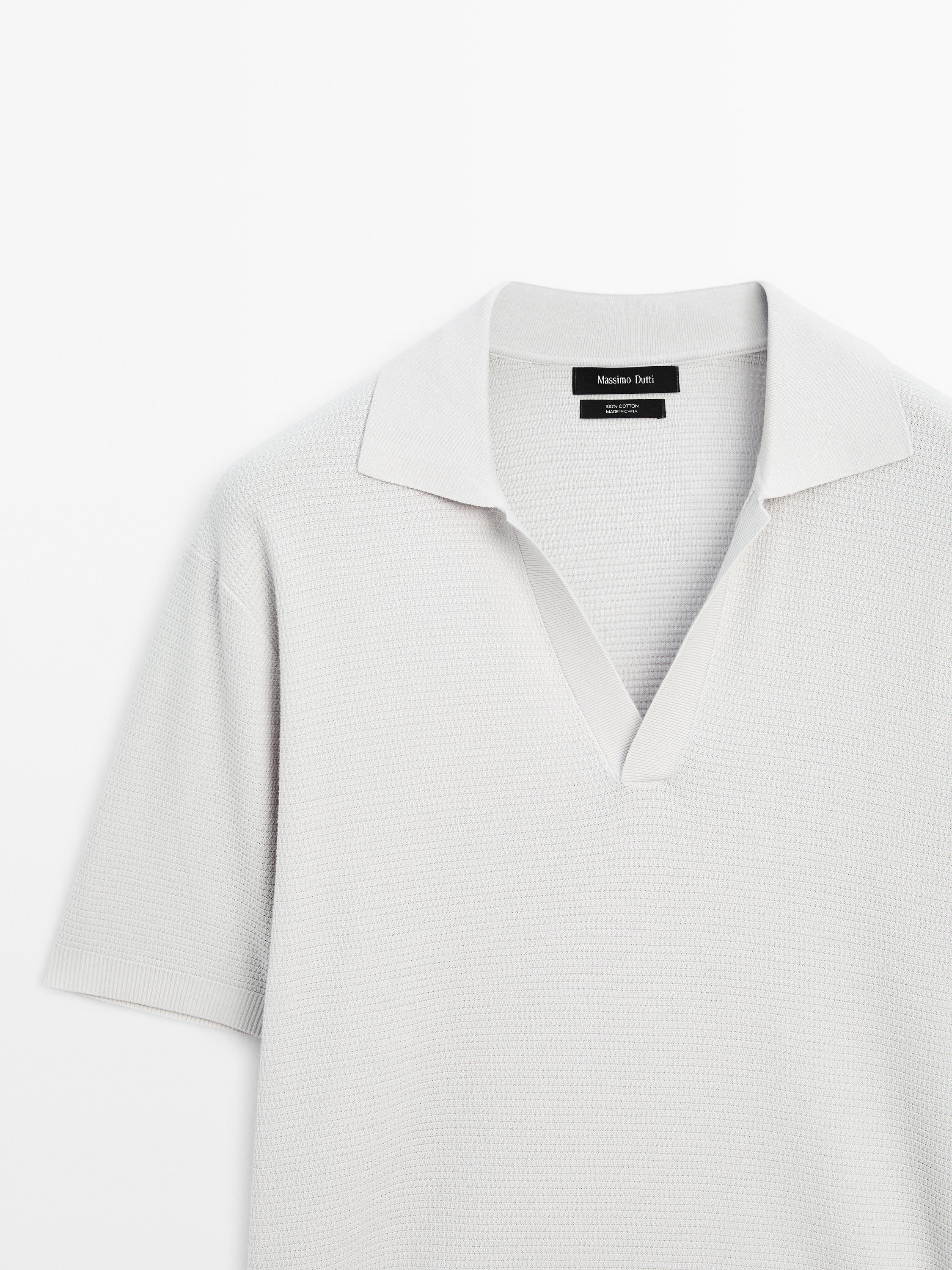 Knit V-neck polo shirt