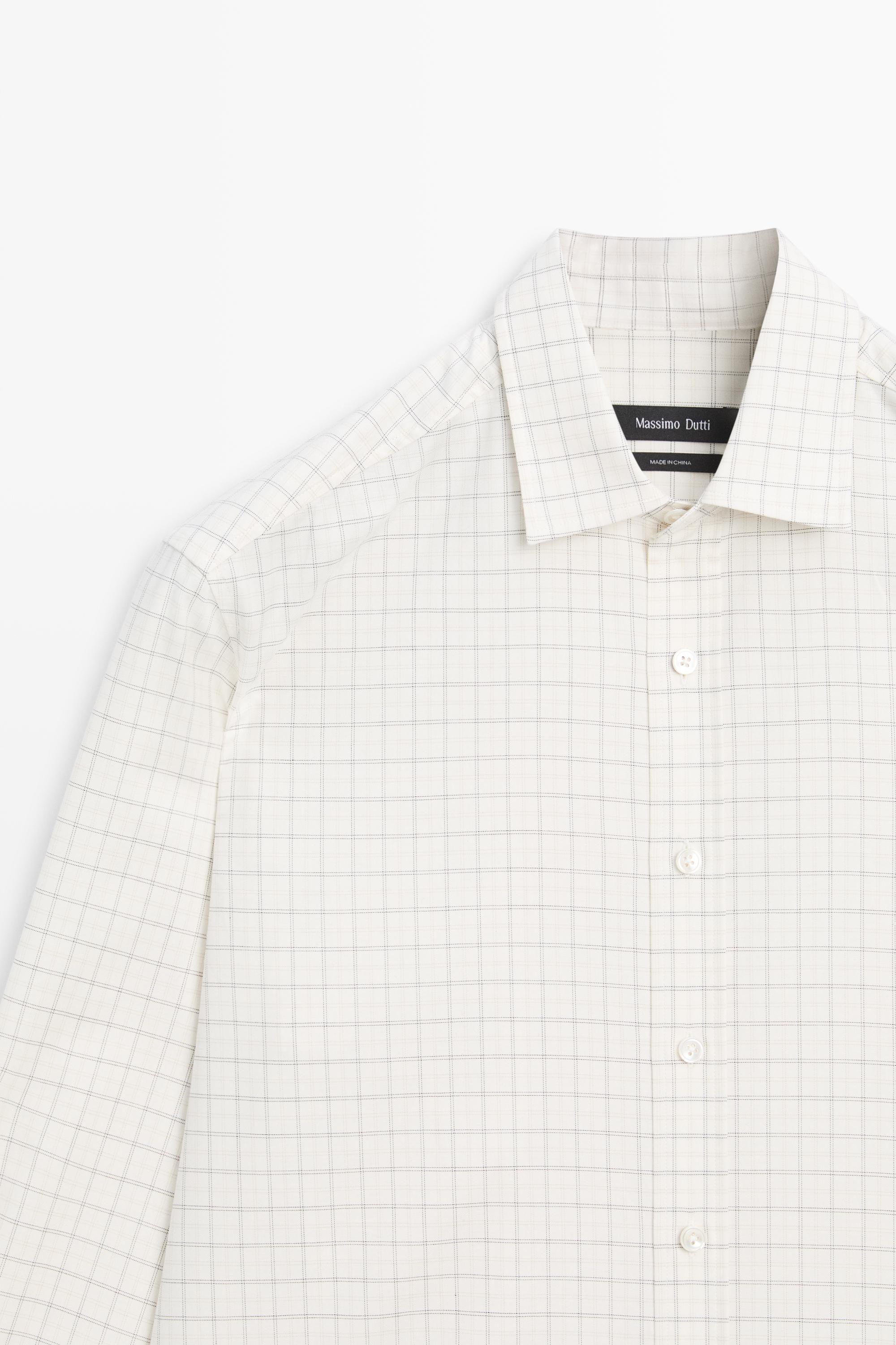 100% Cotton Regular Fit Check Shirt — Ecru