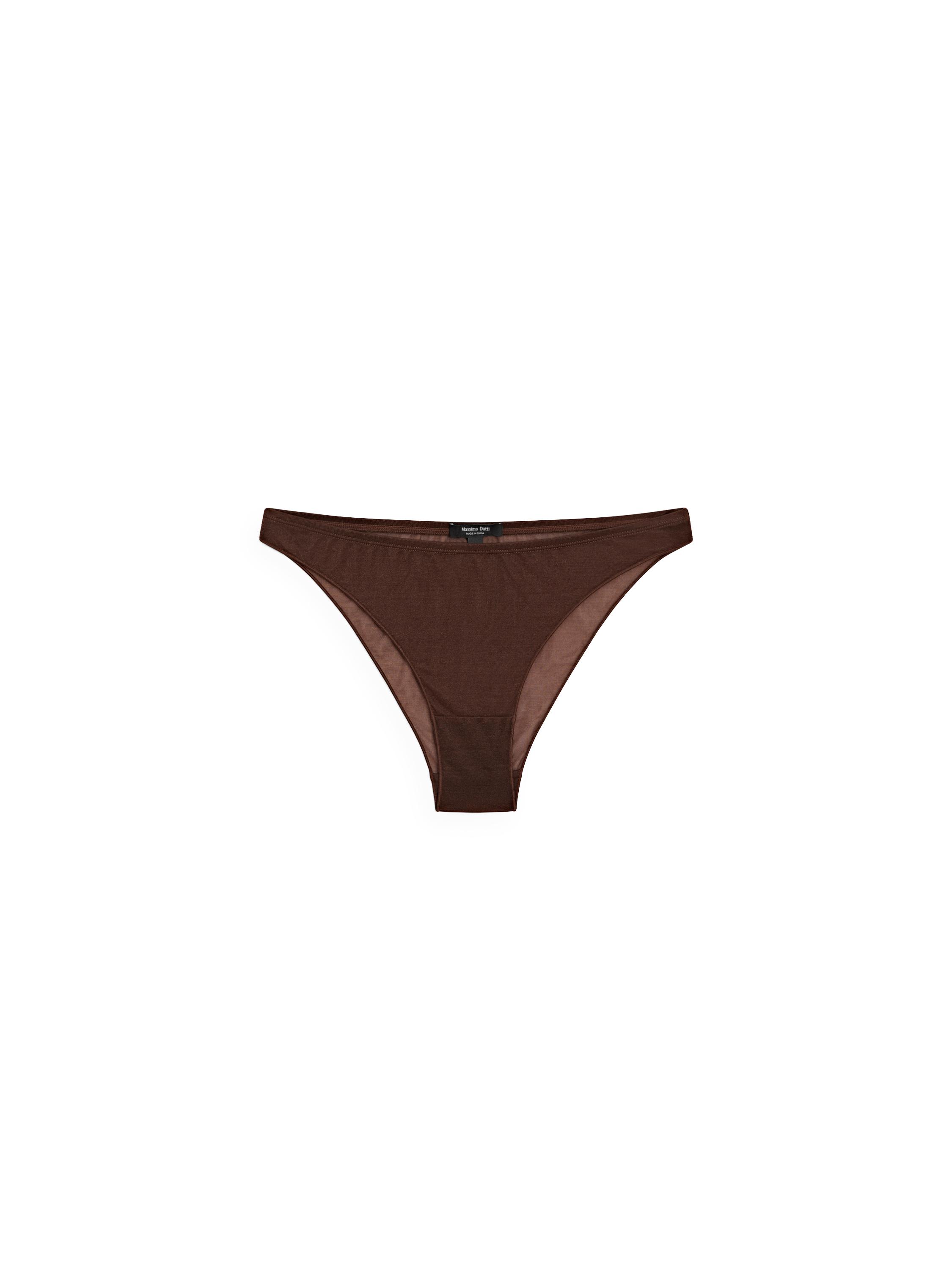Semi-sheer briefs with metallic detail — BROWN