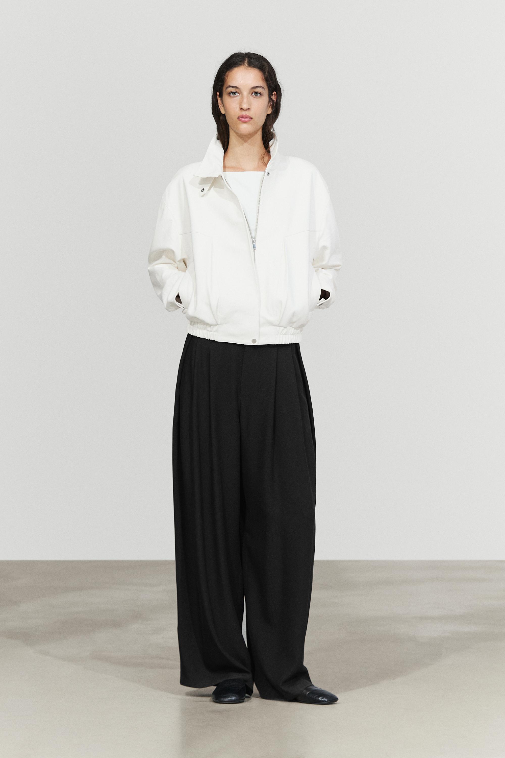 Nappa leather bomber jacket — WHITE