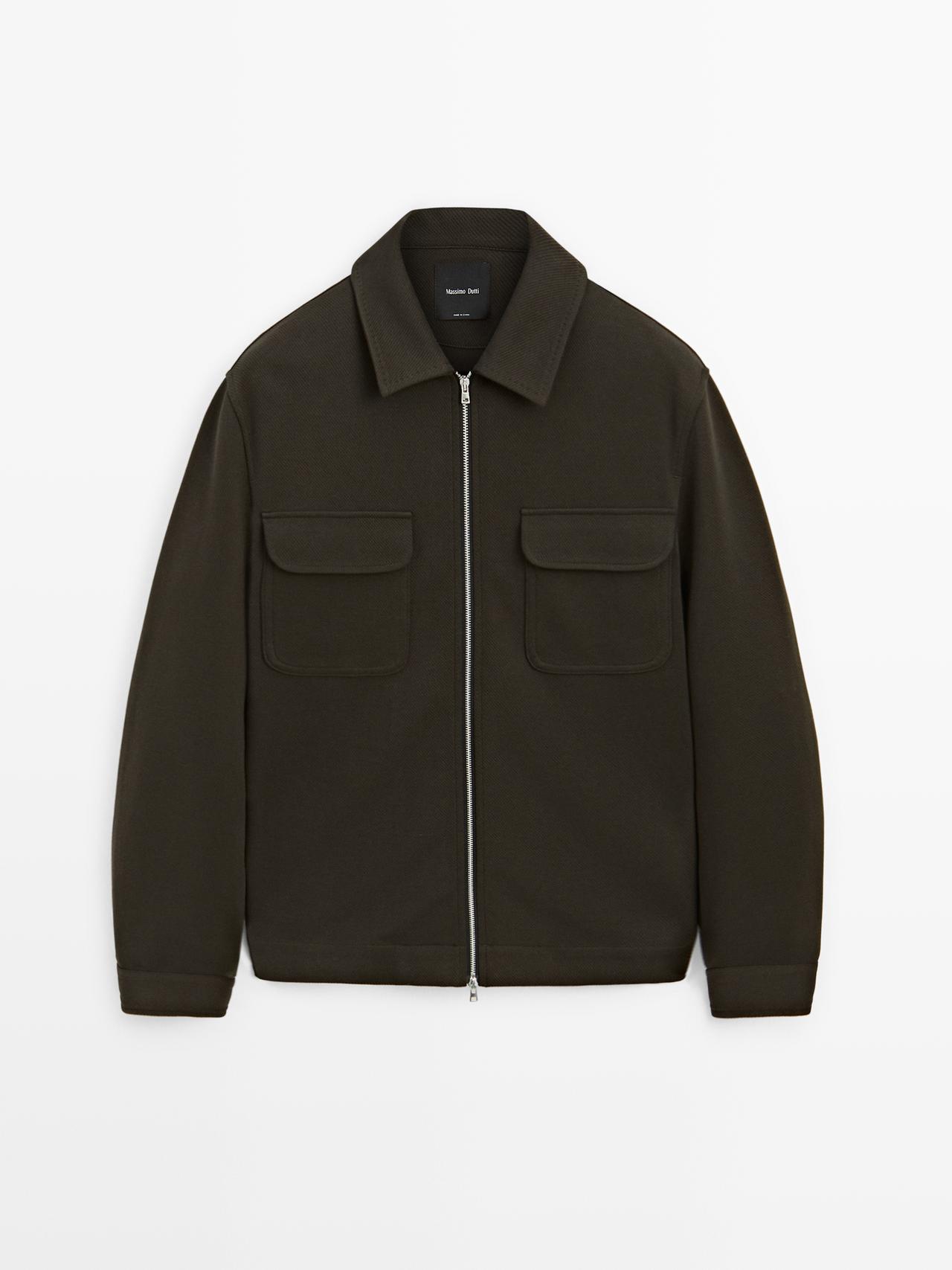 Massimo Dutti - Herre - Vatteret Jakke I Bomuldsblanding Med Lommer - Grå - Xl