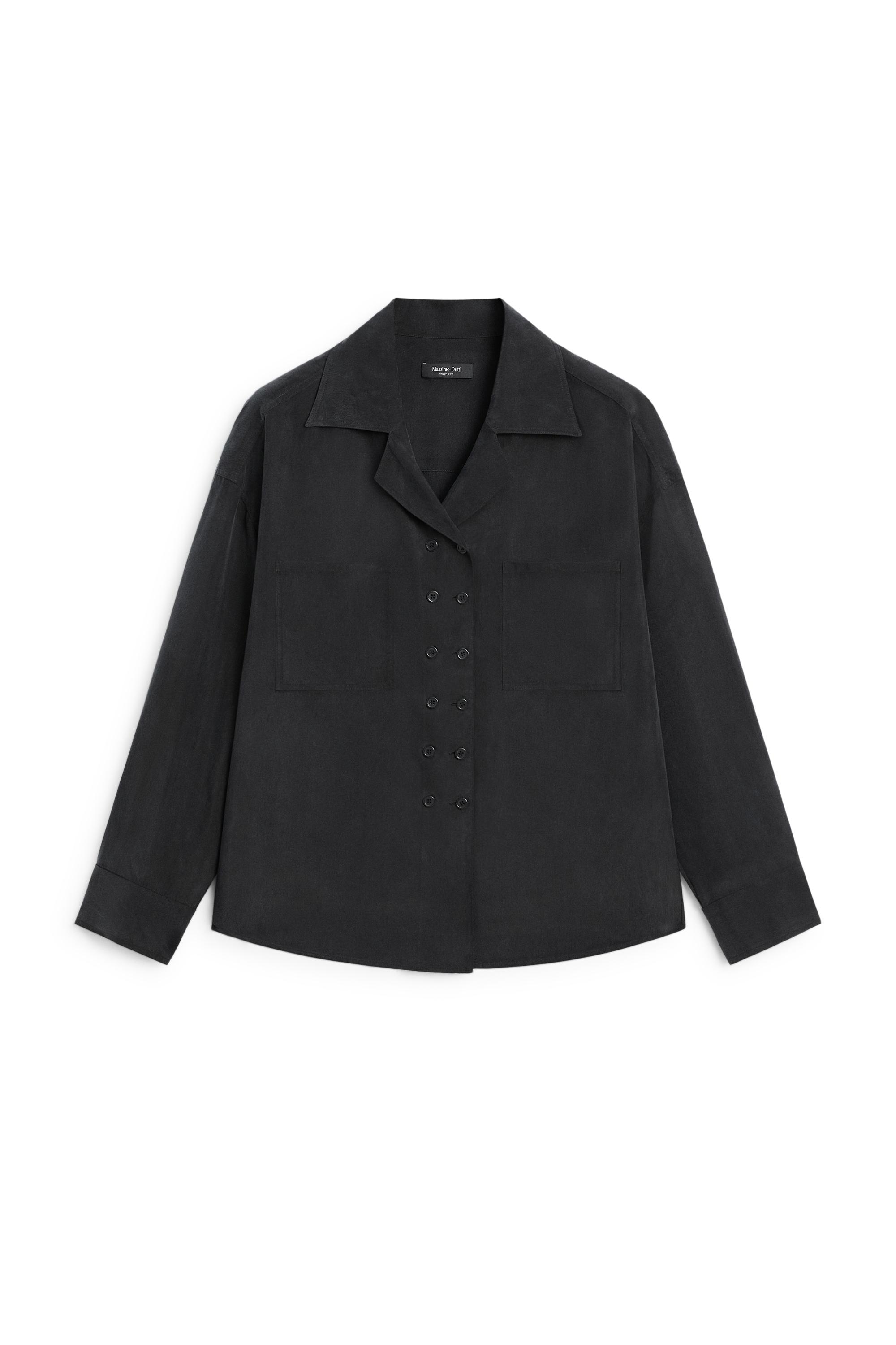 Fluid double-breasted shirt — ANTHRACITE GREY