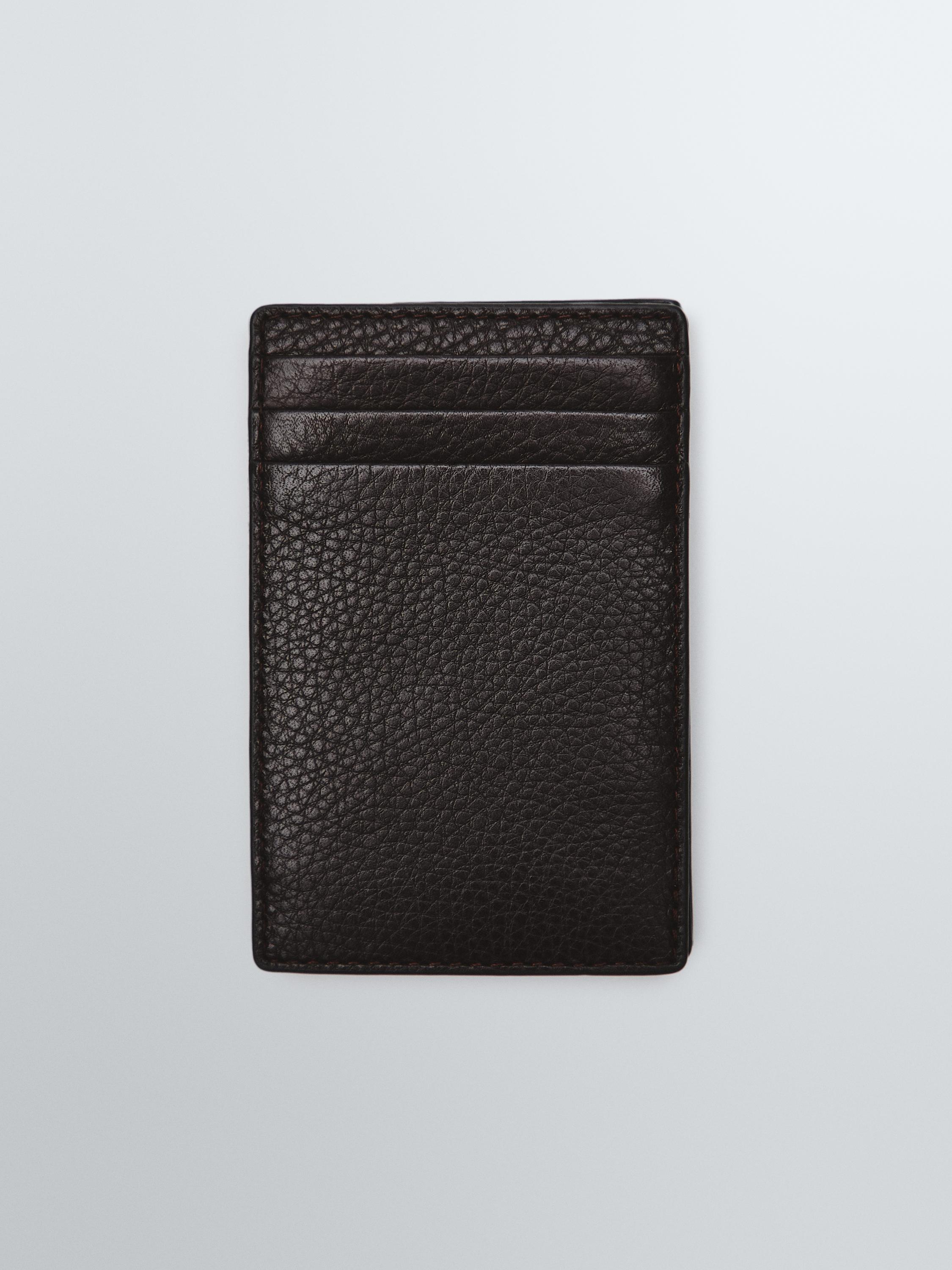 Nappa leather "magic" vertical wallet — BROWN