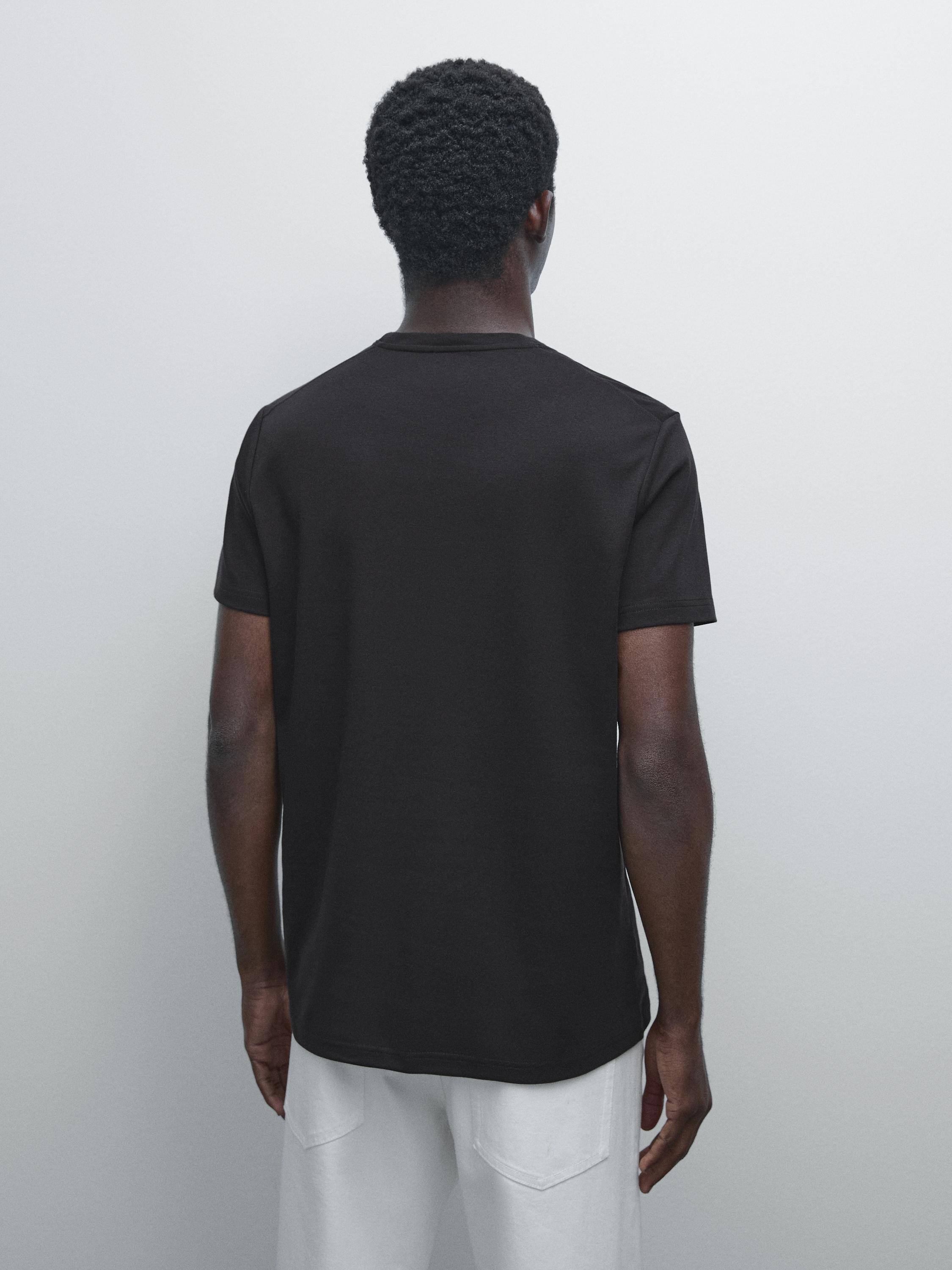 100% mercerised cotton T-shirt — BLACK