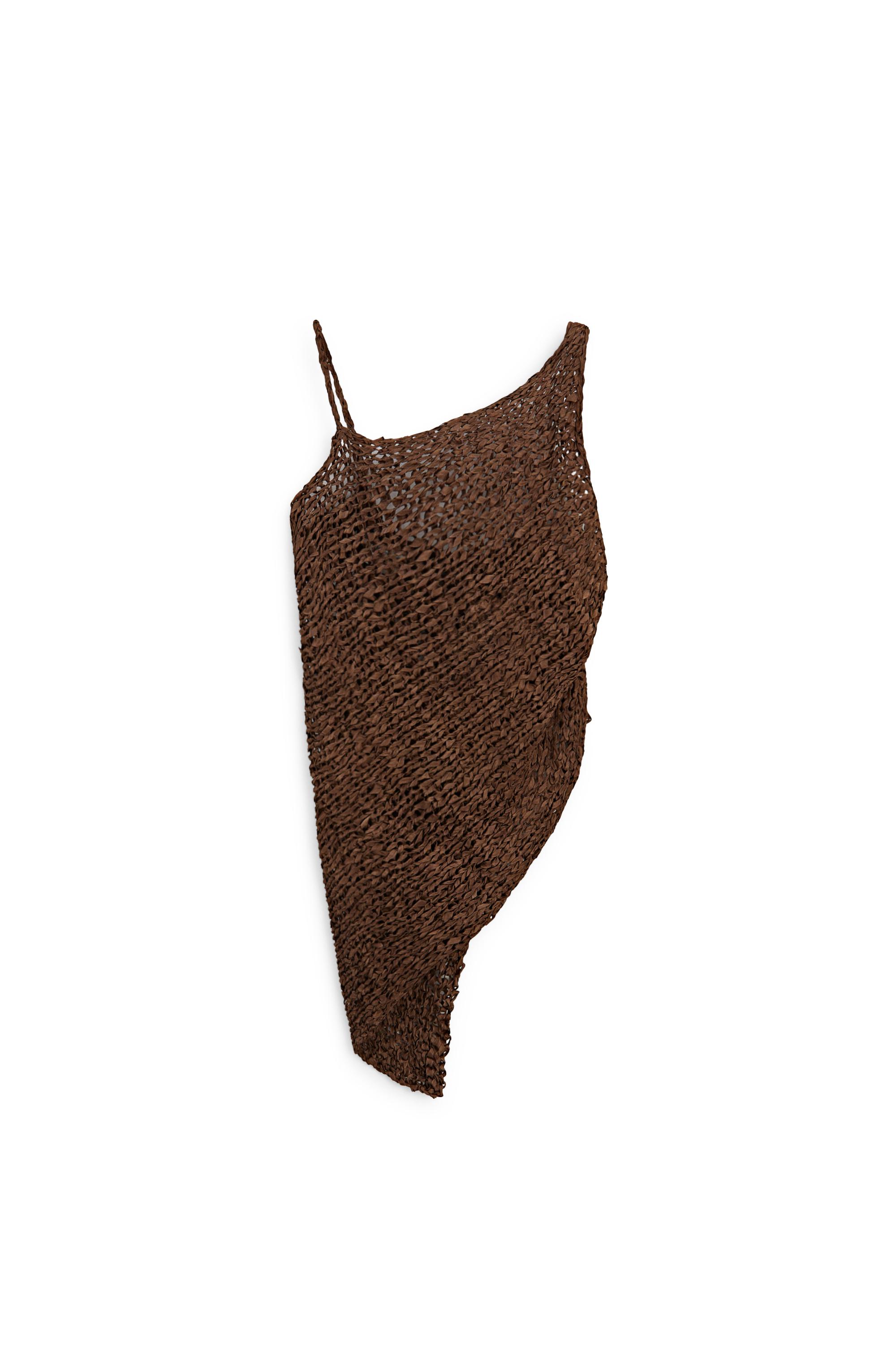 Open-knit asymmetric top - STUDIO — BROWN