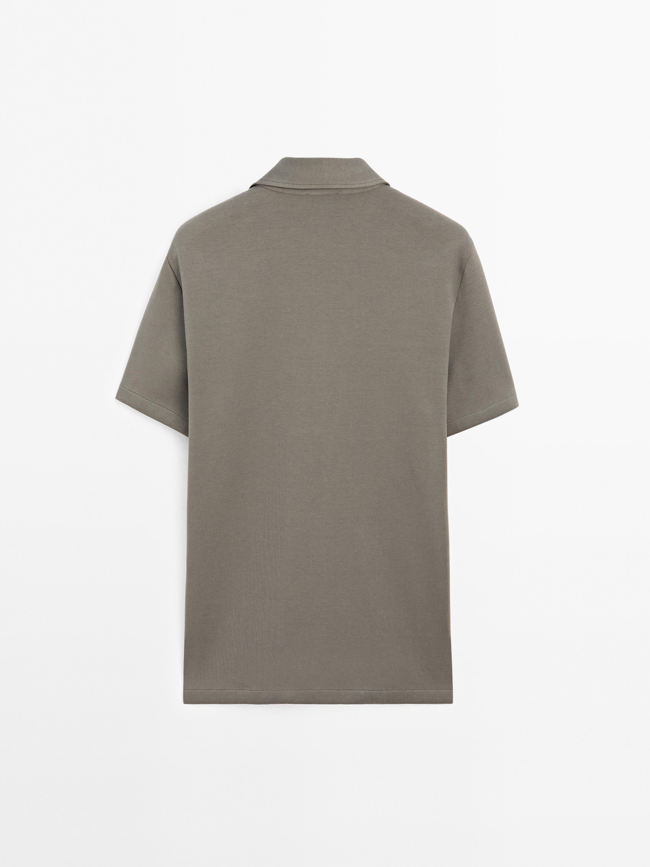 Cotton blend shirt with snap buttons