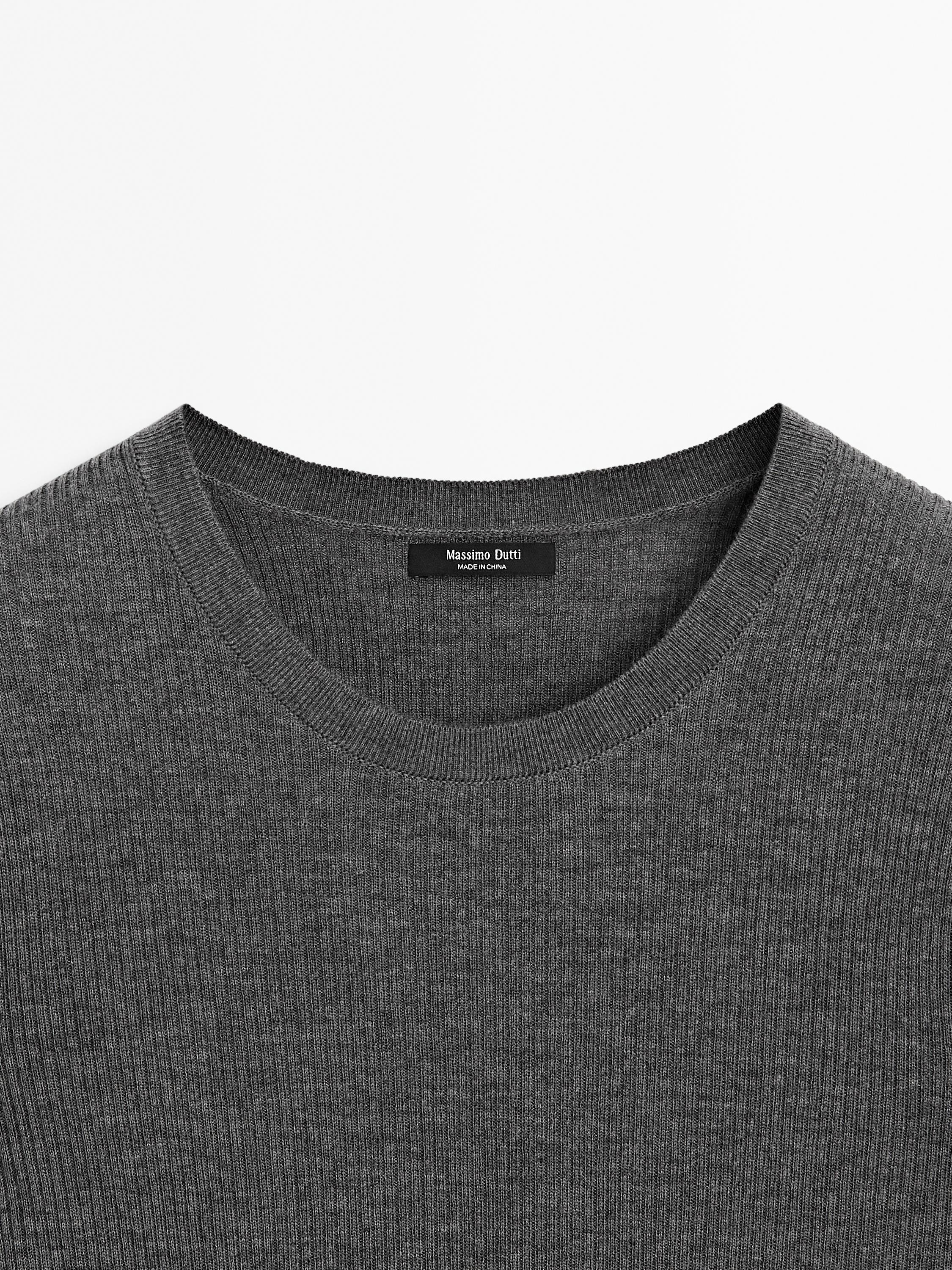 Ribbed knit wool blend sweater