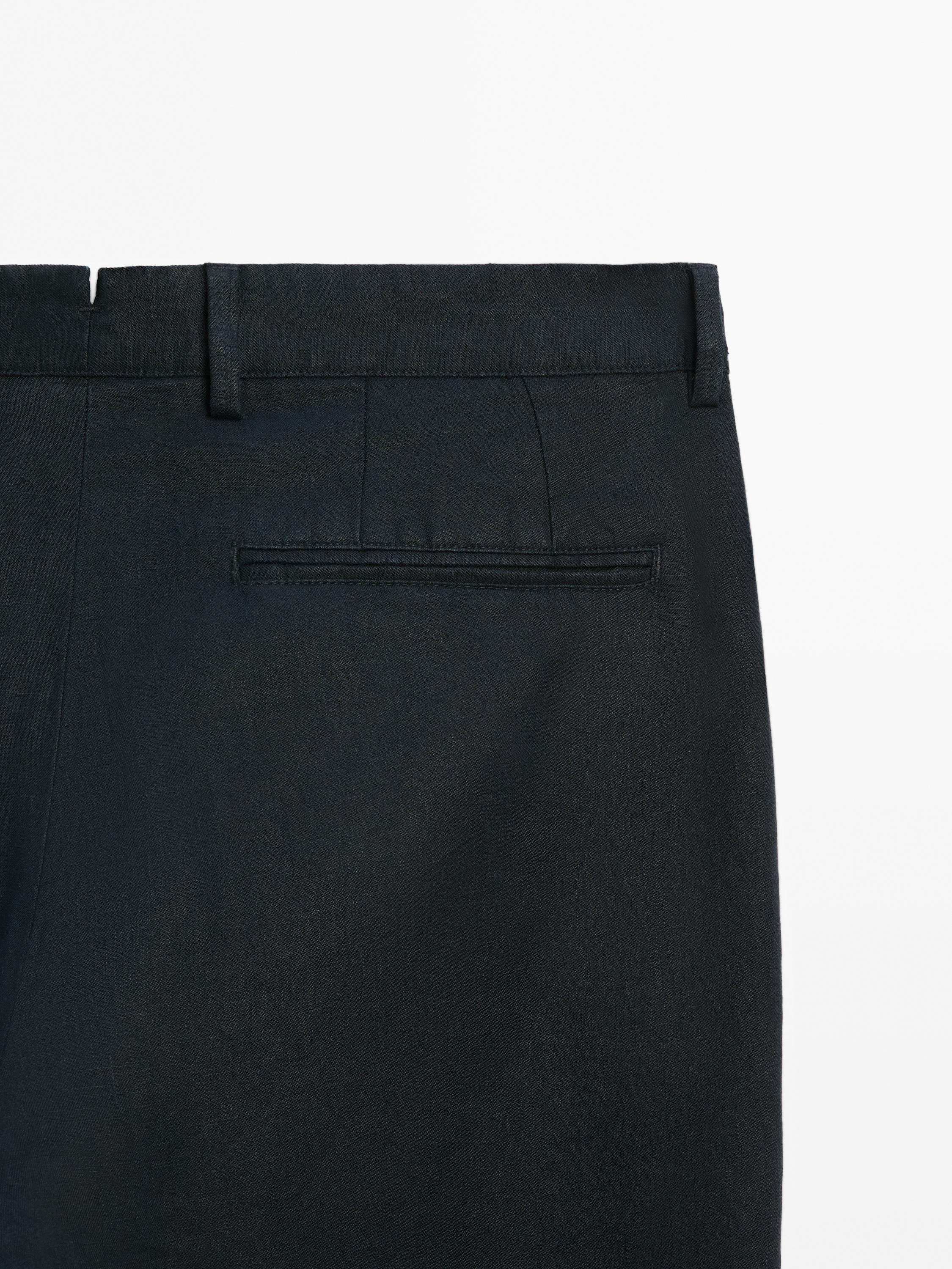100% linen tapered fit trousers