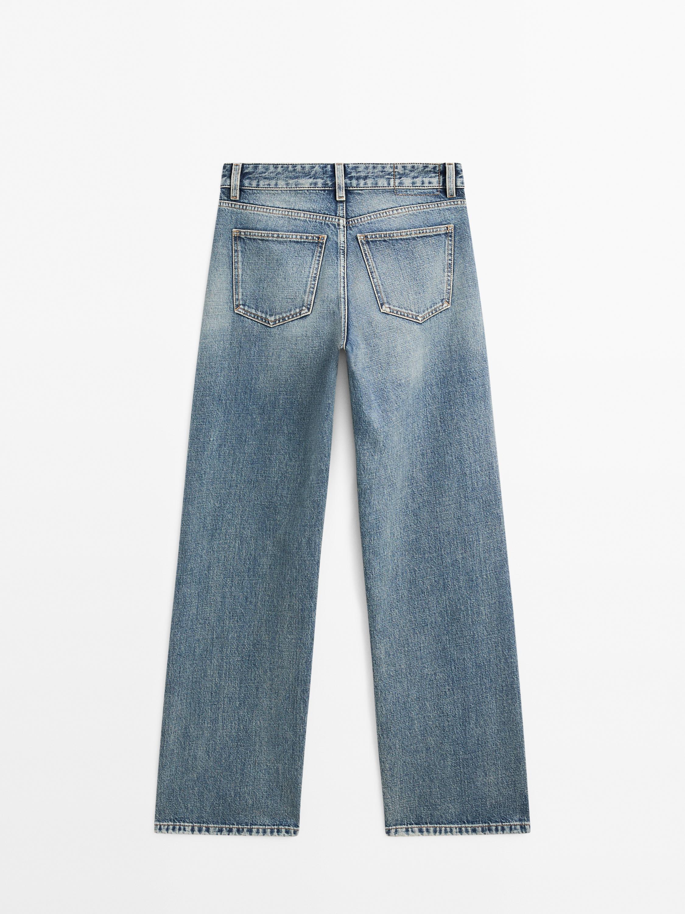 Mid-rise wide-leg cotton jeans