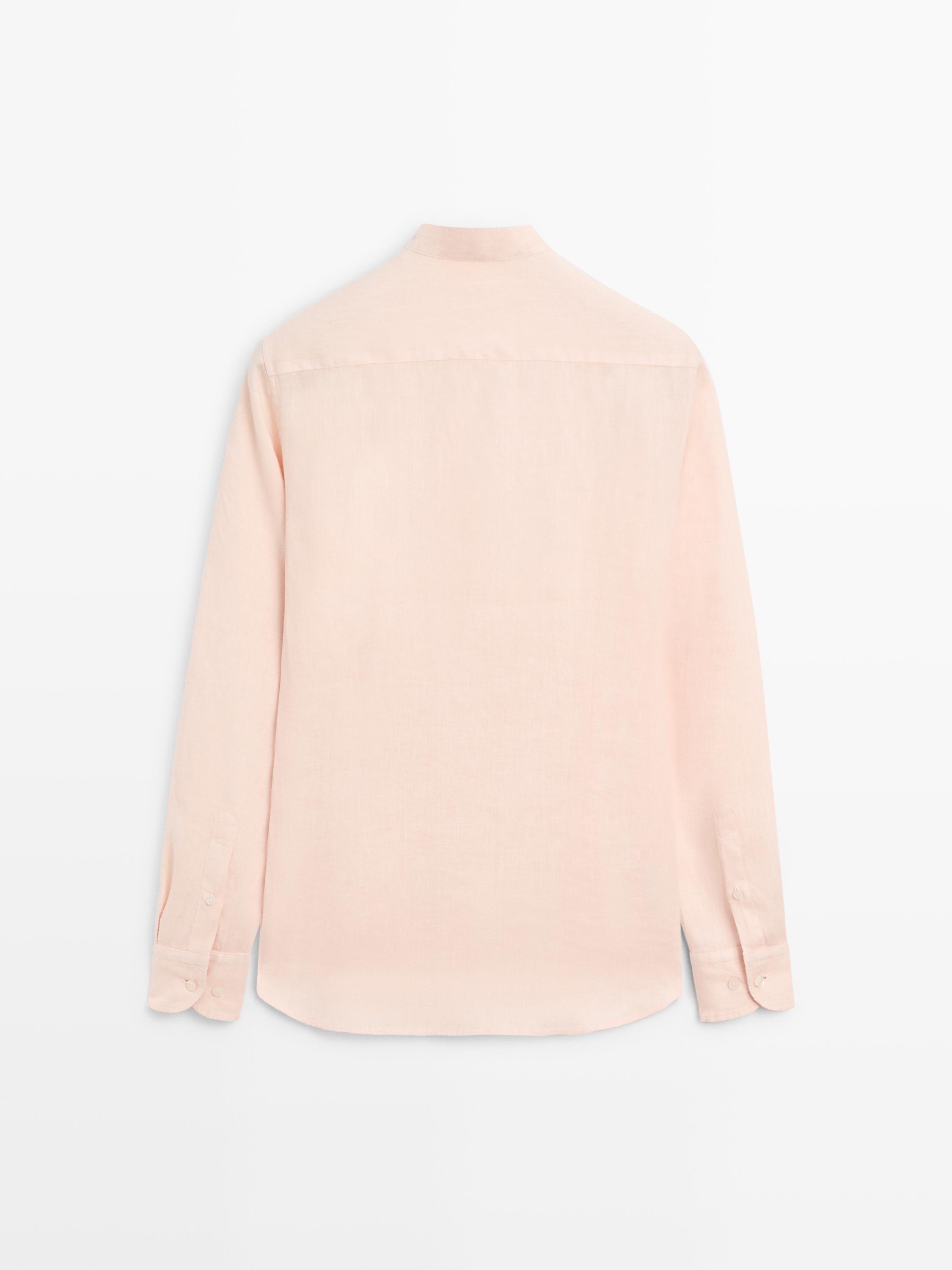 Slim fit stand collar shirt — ORANGE