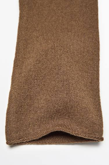 Wool and cashmere knit mittens — Caramel 4