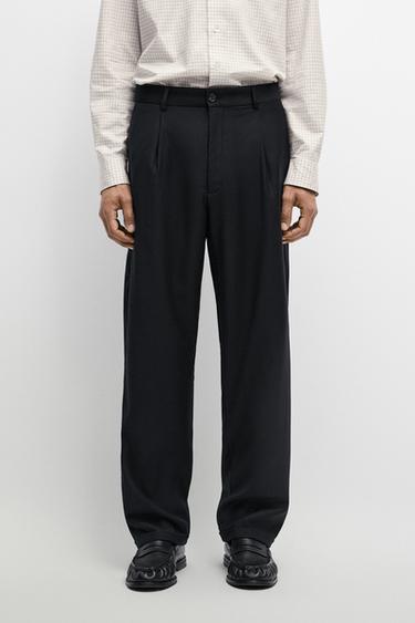 100% wool relaxed fit pants — NAVY BLUE 3