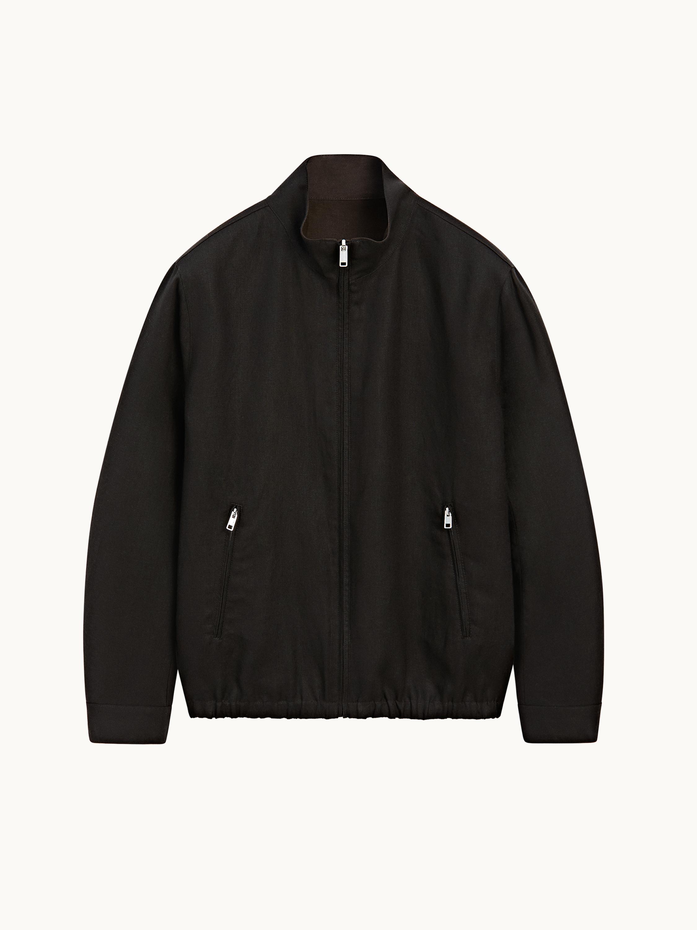 Reversible linen jacket — BLACK