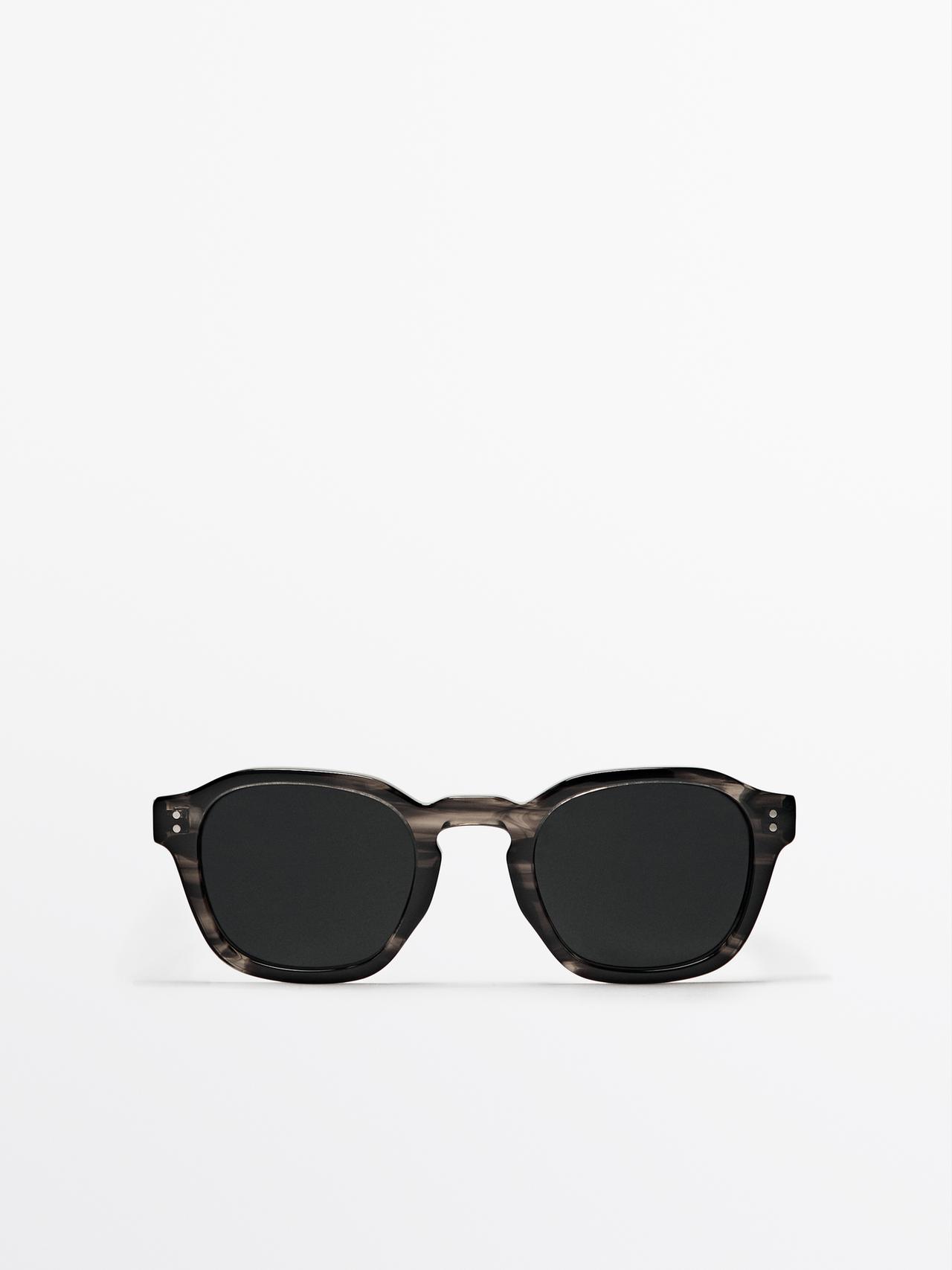 Massimo Dutti - Herre - Runde Solbriller - Grå - 01