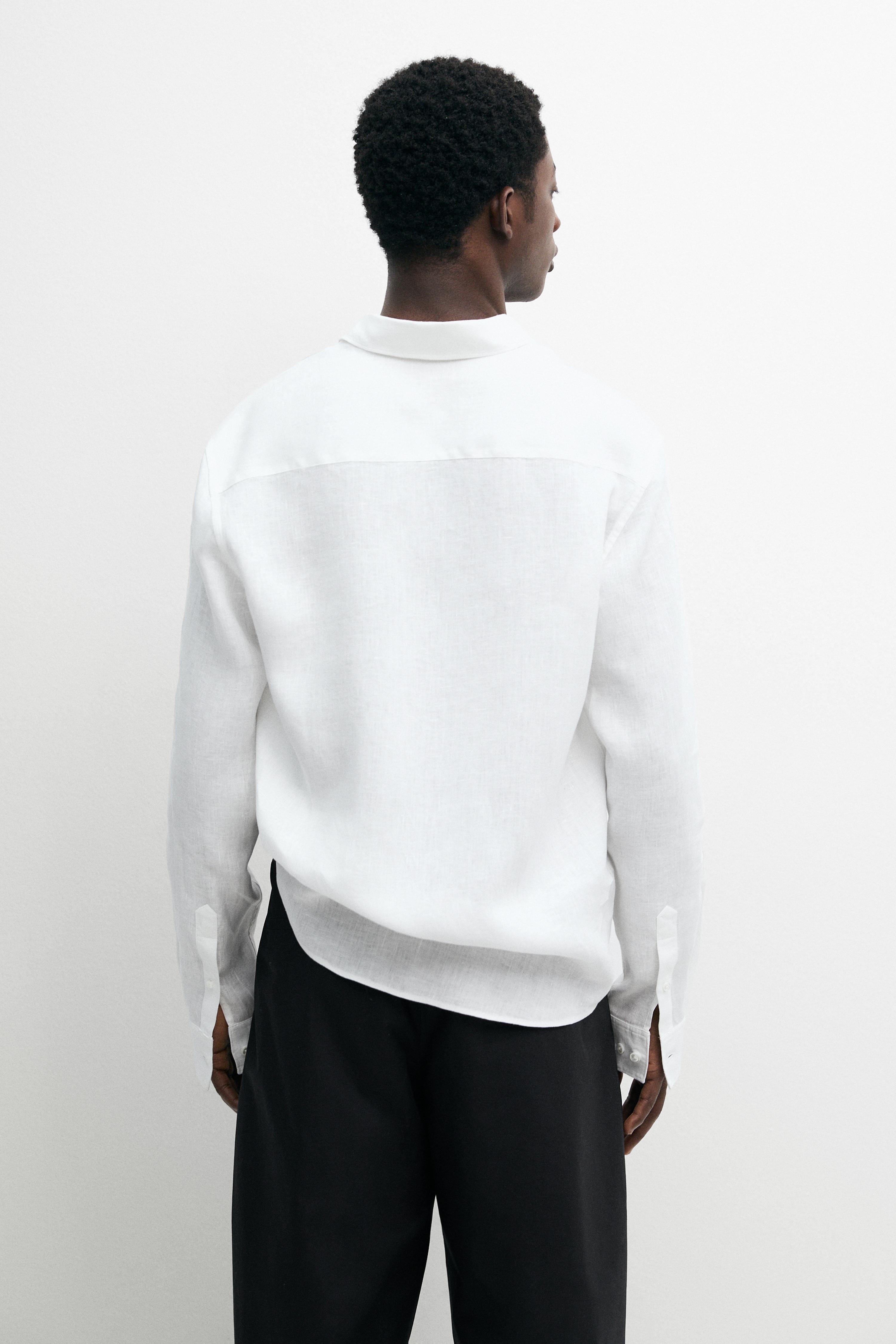 100% linen regular fit shirt — WHITE
