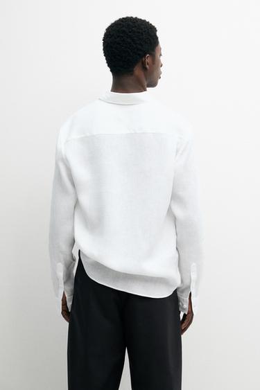 100% linen regular fit shirt — WHITE 5