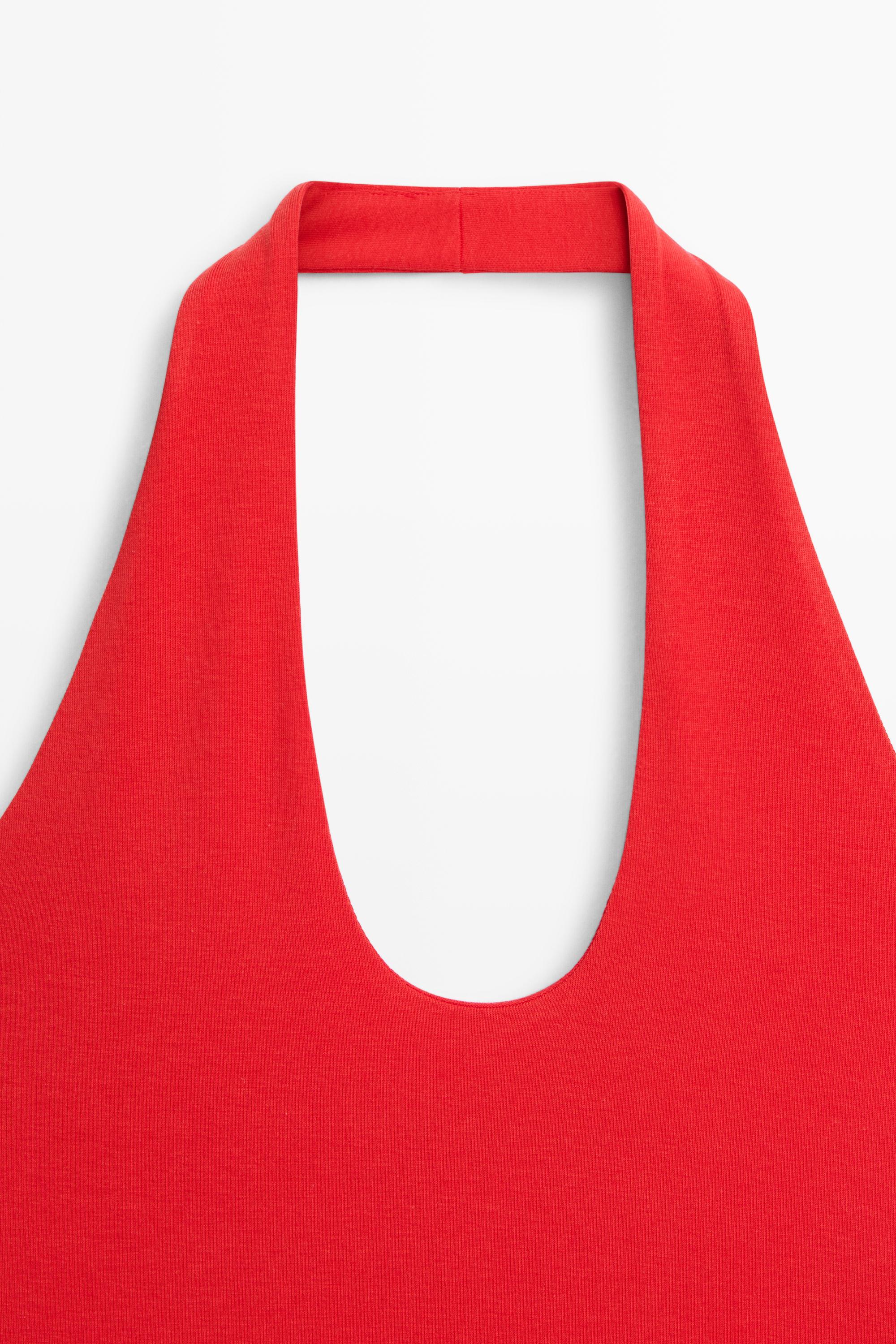 Cotton modal blend halter top — RED
