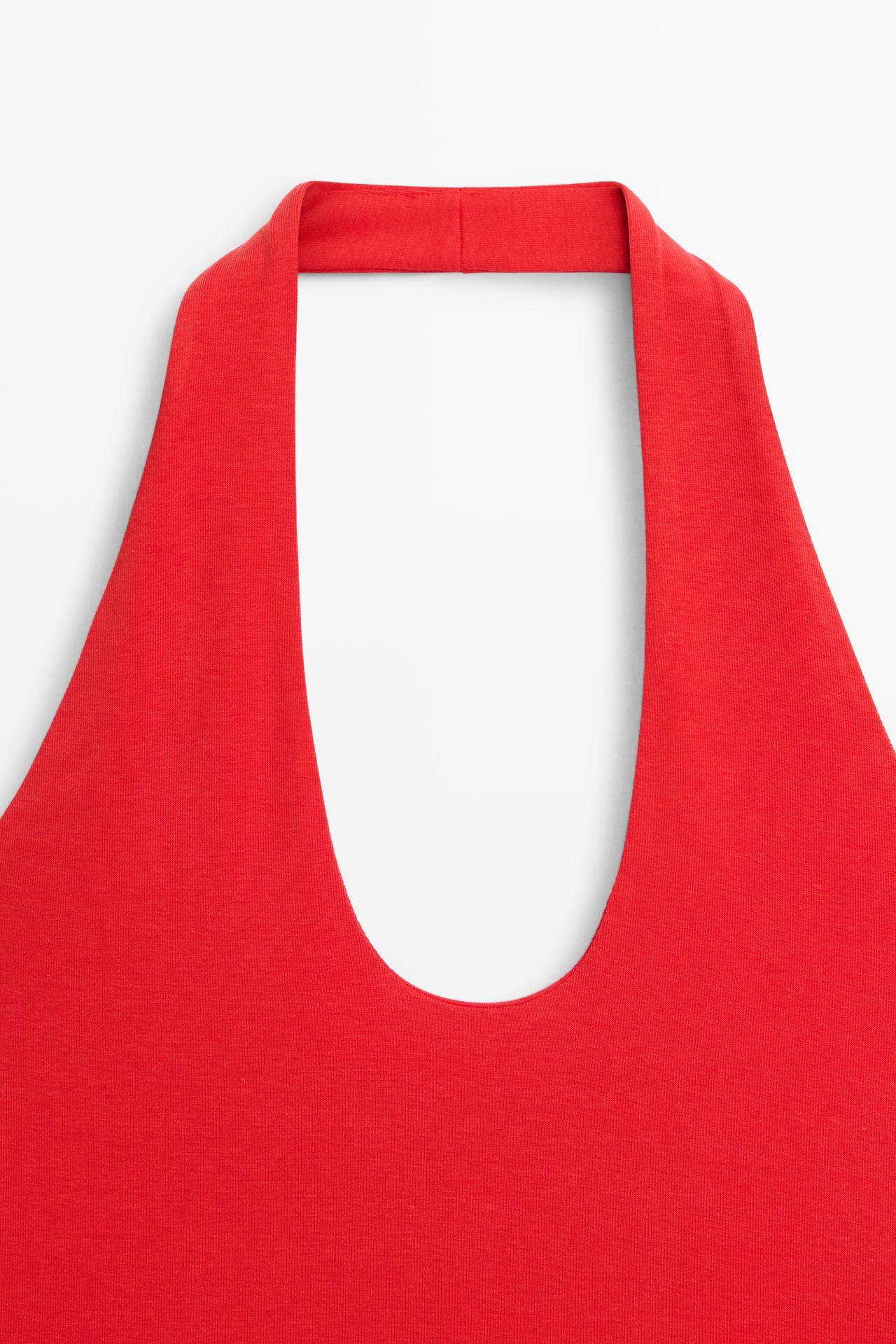 Cotton modal blend halter top — RED