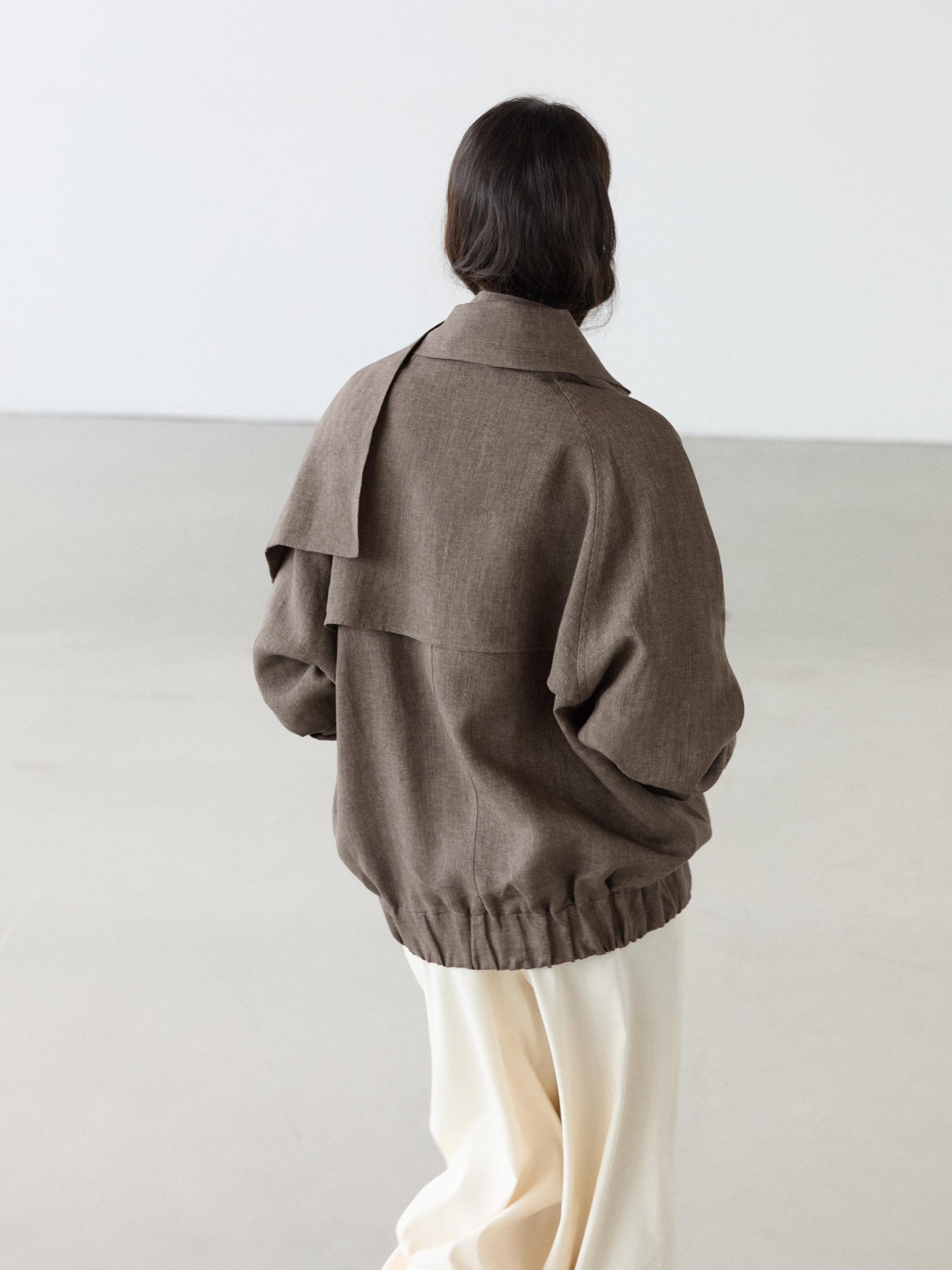 Linen melange bomber jacket with scarf — CAREY