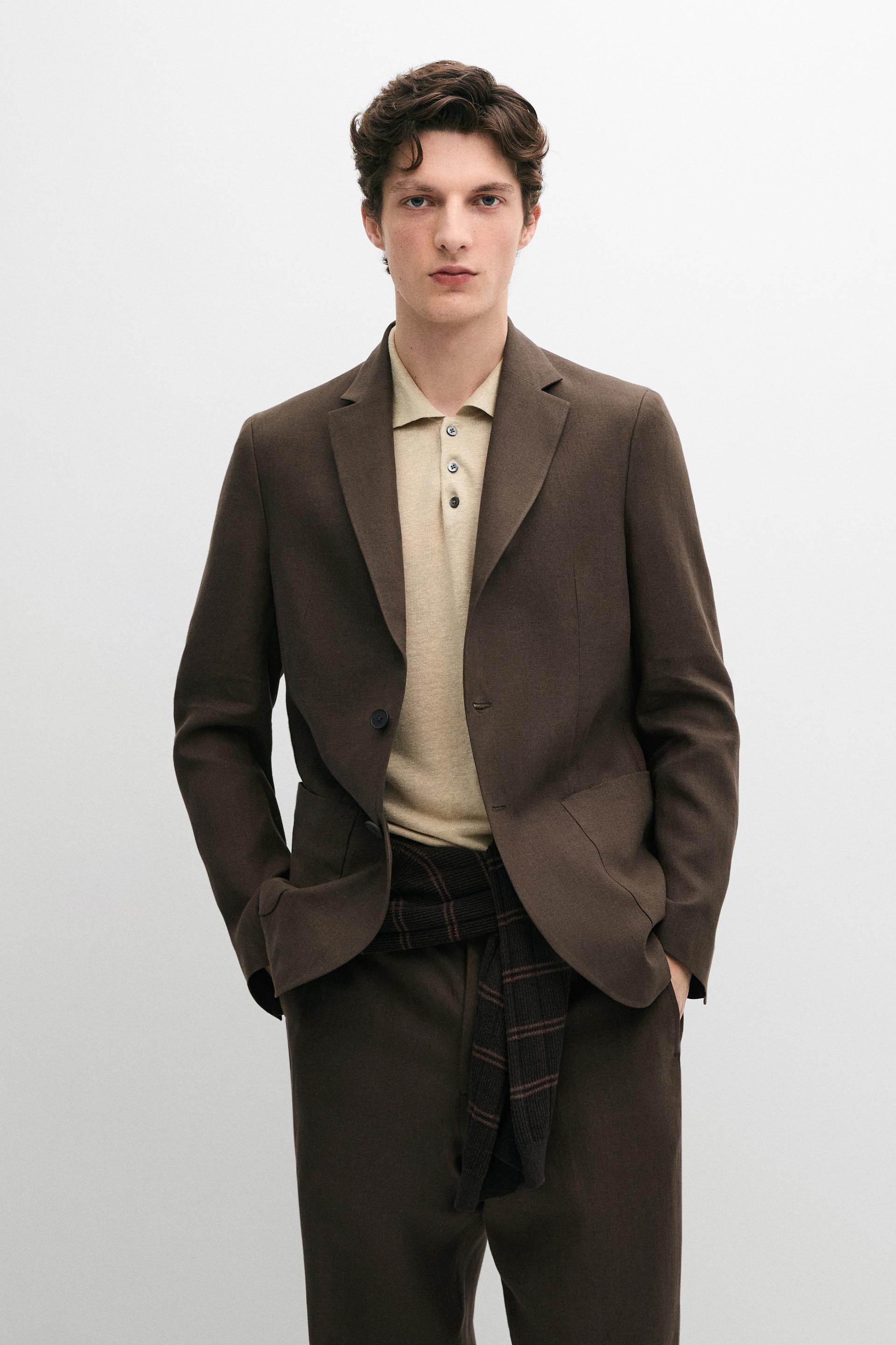 Blazer Completo Lino - Marrone - 54 - Massimo Dutti - Maschile