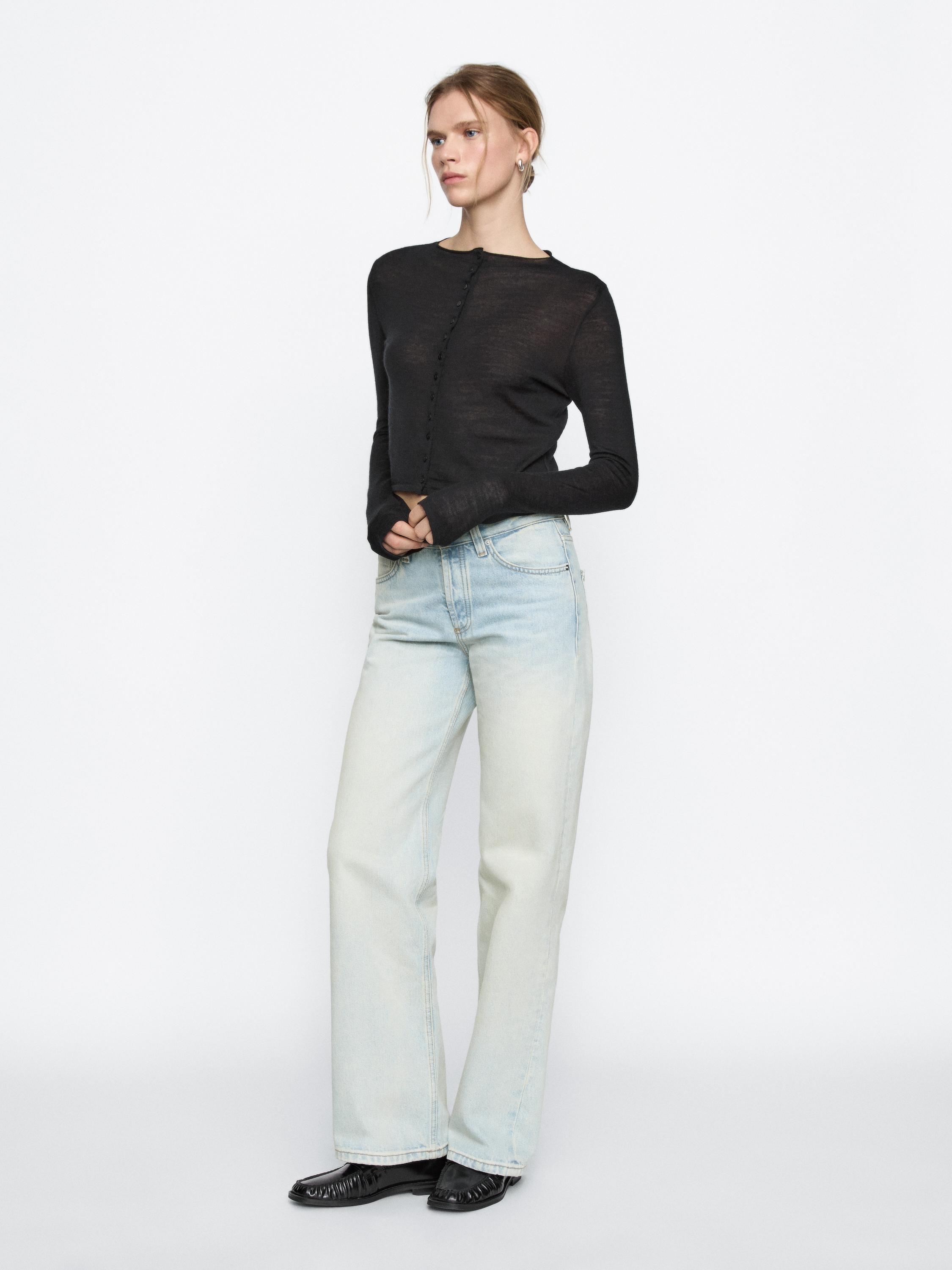 Mid-rise wide-leg cotton jeans