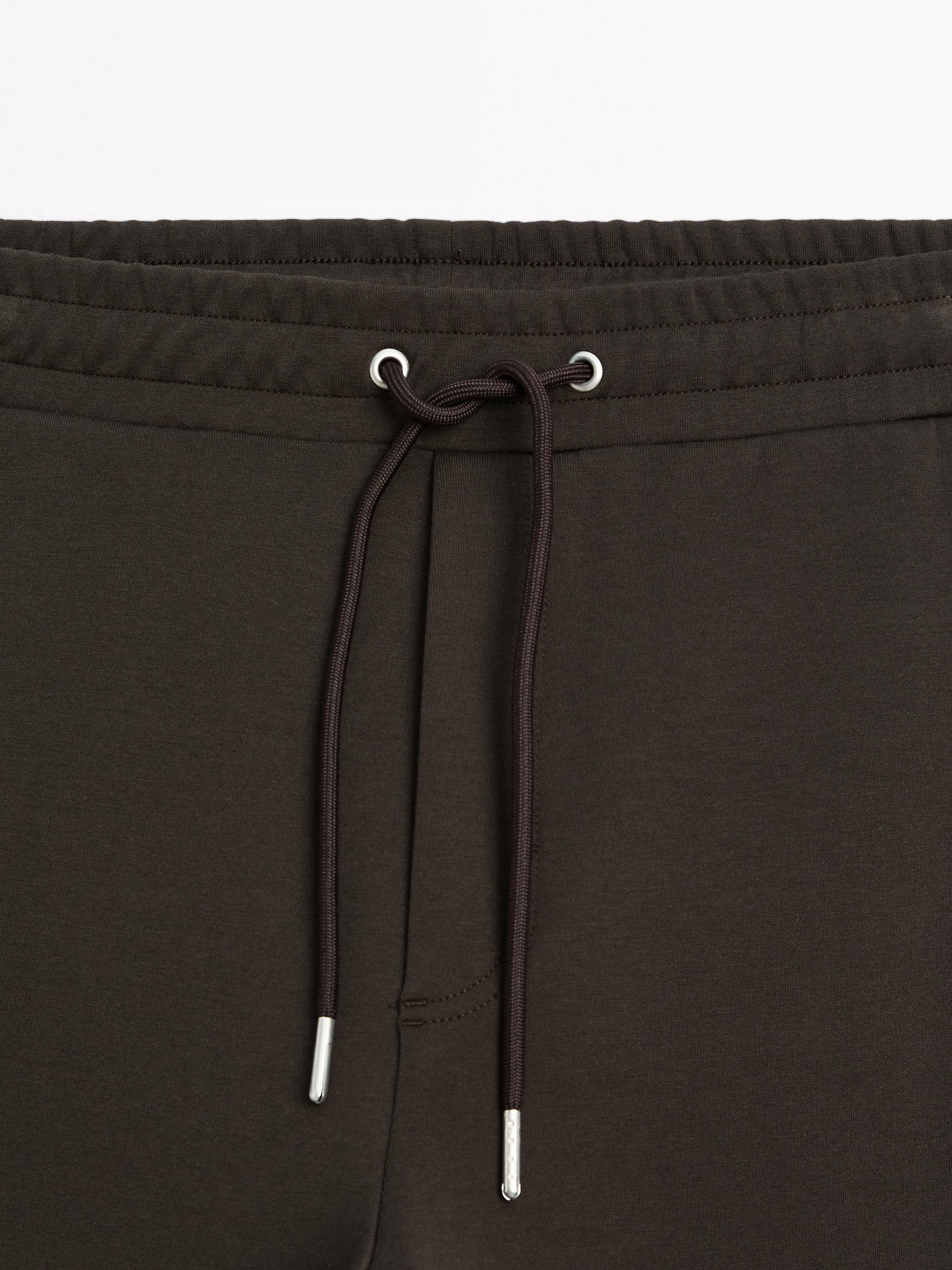 Cotton blend jogger fit trousers